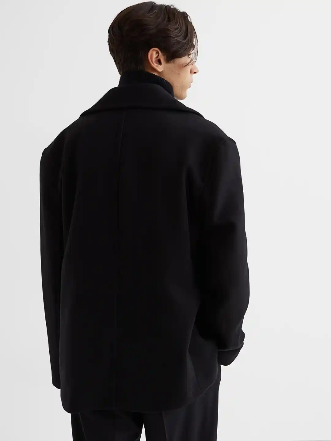 Buy H&M Men Black Wool-blend Pea Coat Blazers for Men 17125832