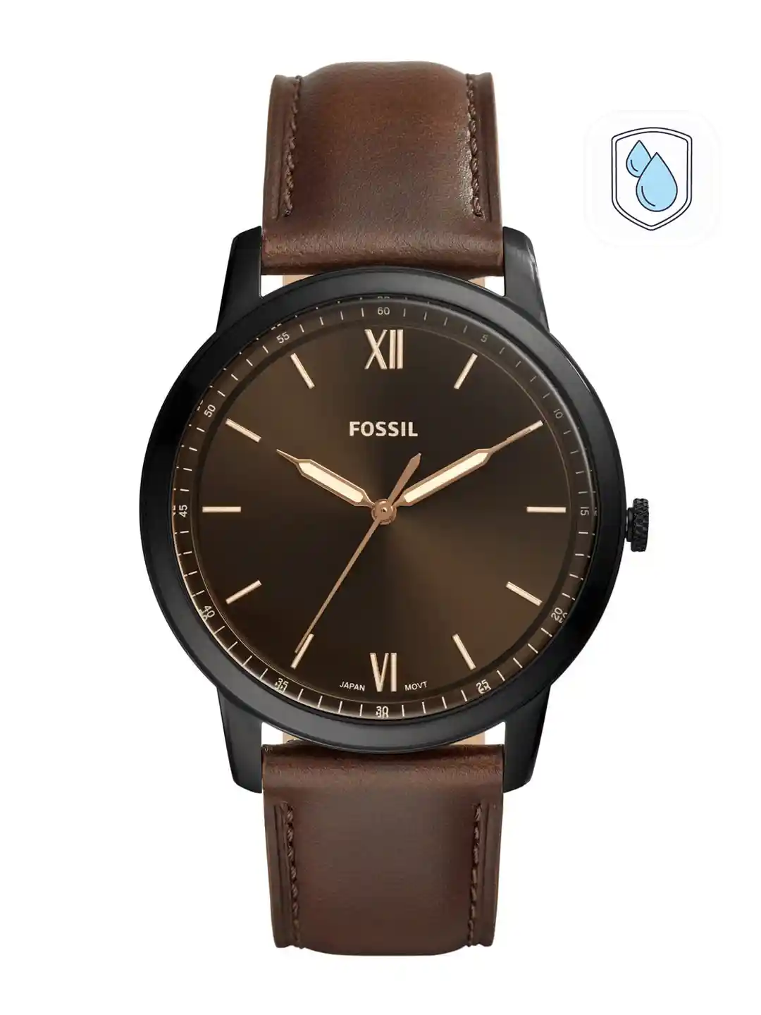 Buy Fossil Men Black Dial Brown Leather Straps Analogue Watch