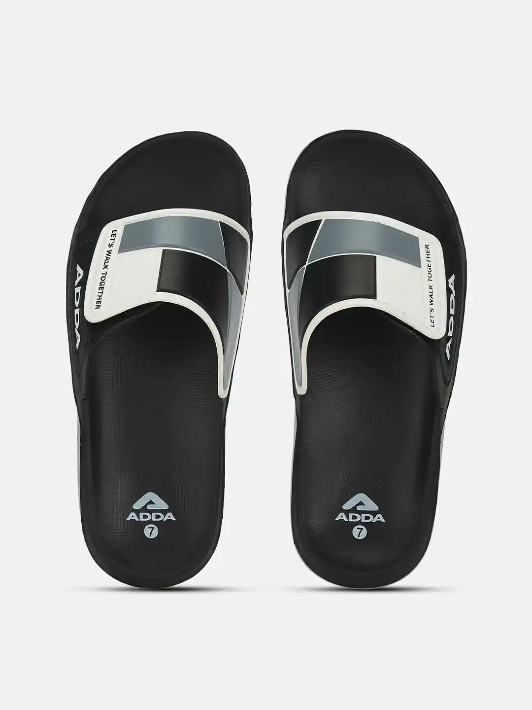 Adda Heights Cute Black Flip Flops Adda Men Black White Printed