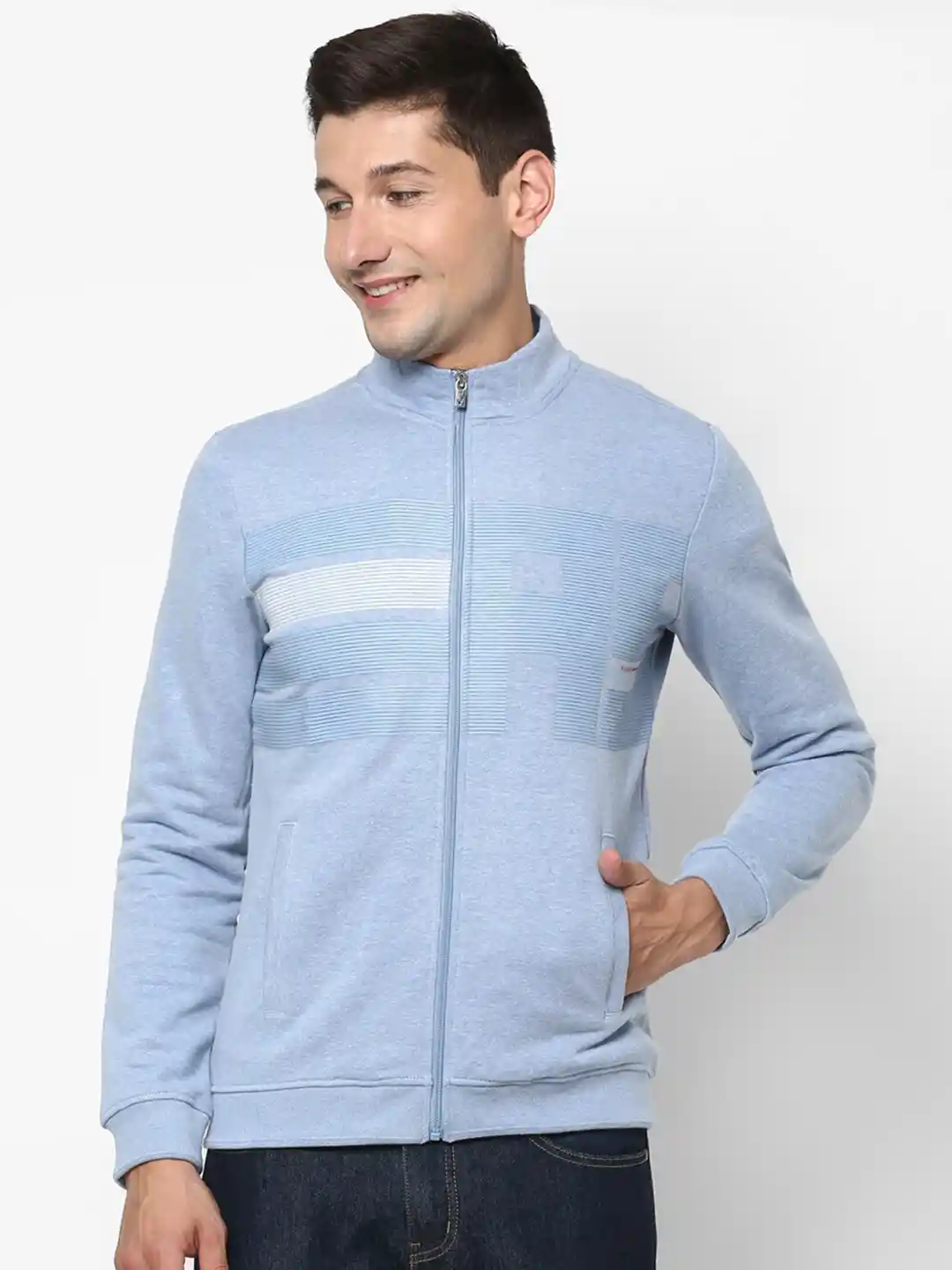 Buy Allen Solly Men Blue White Striped Sweatshirt Sweatshirts