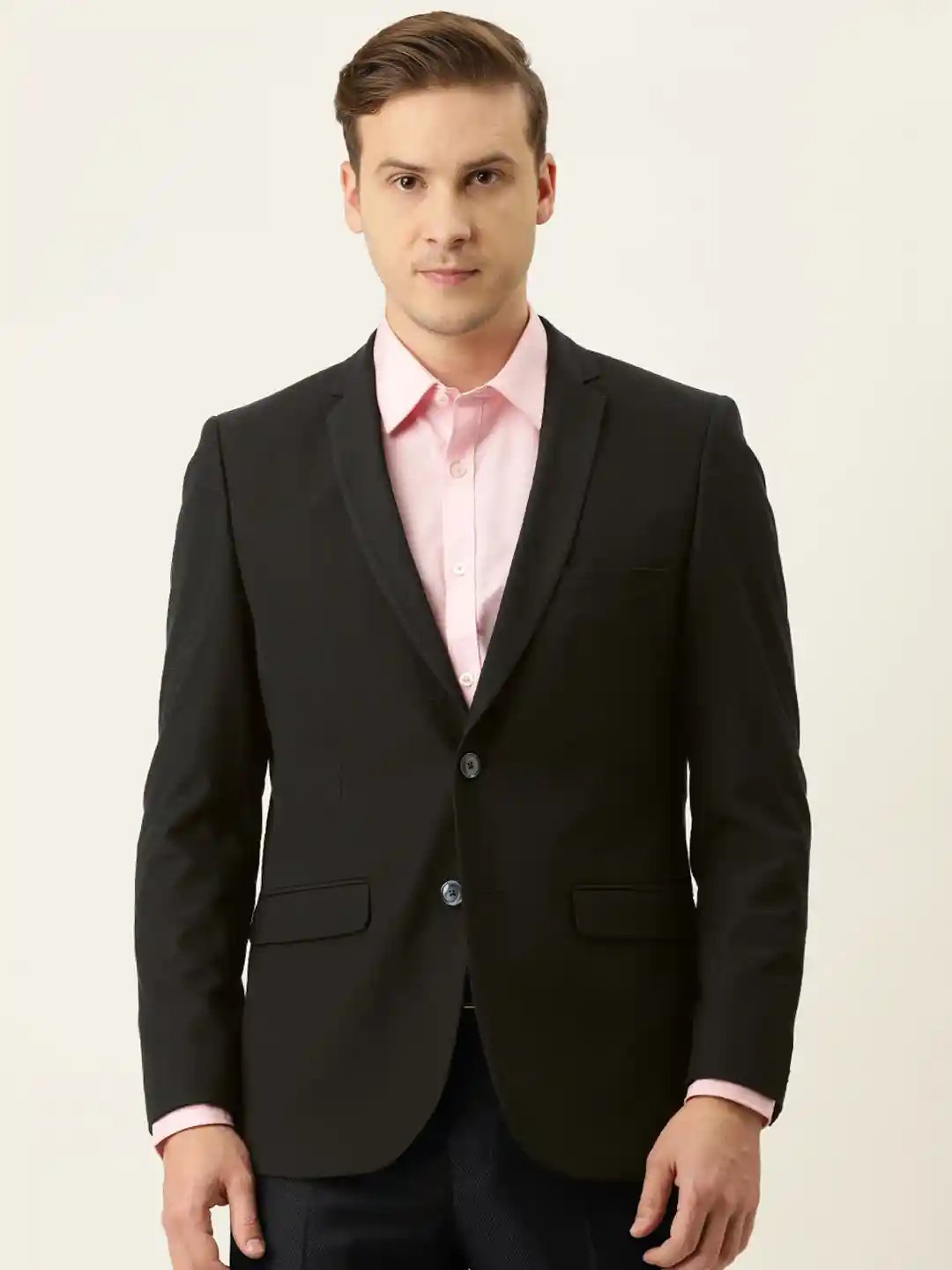 Buy Peter England Men Charcoal Black Solid Neo Slim Fit Single