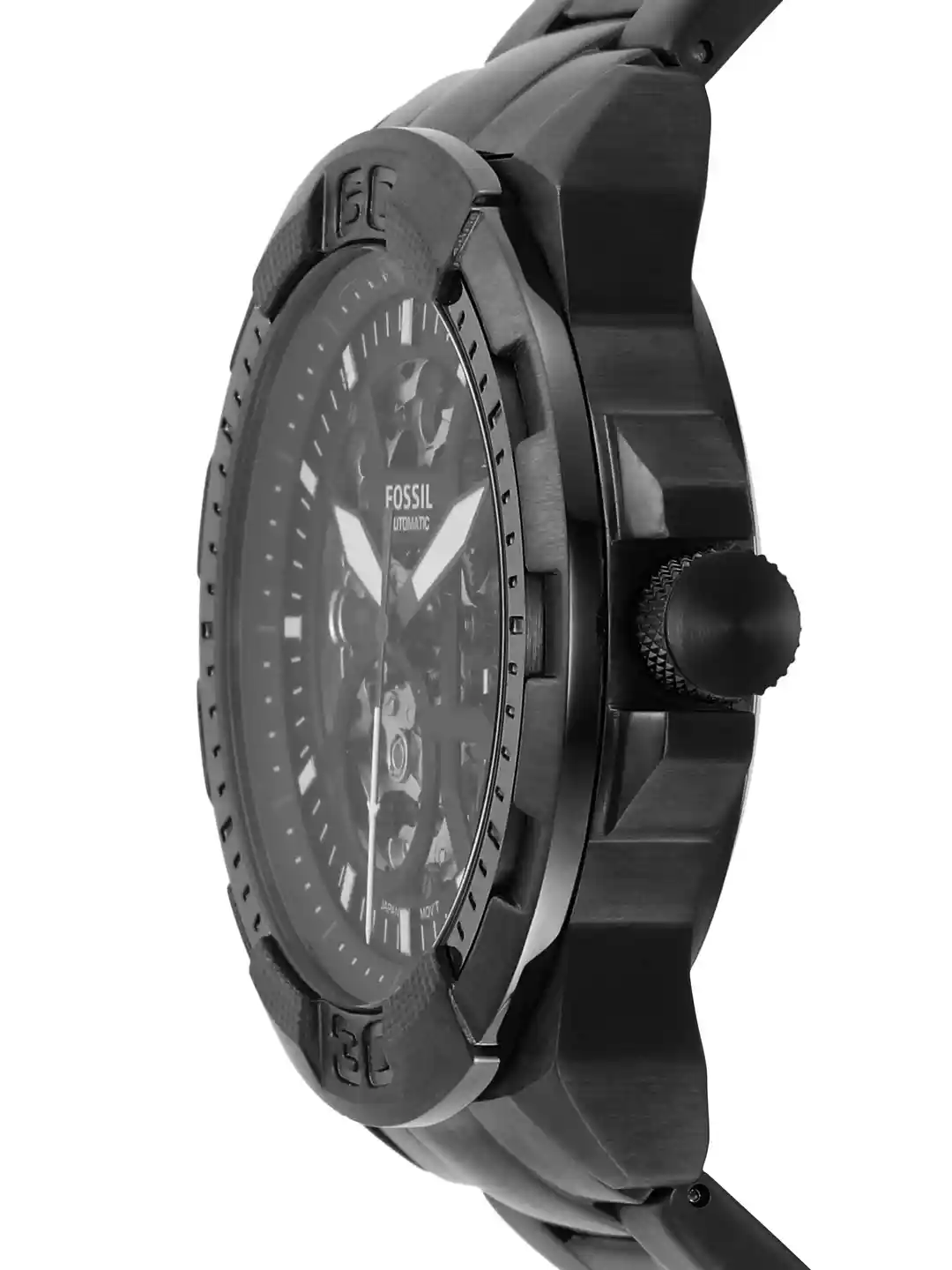 Fossil Men Black Skeleton Dial Stainless Steel Straps Analogue Watch ME3217