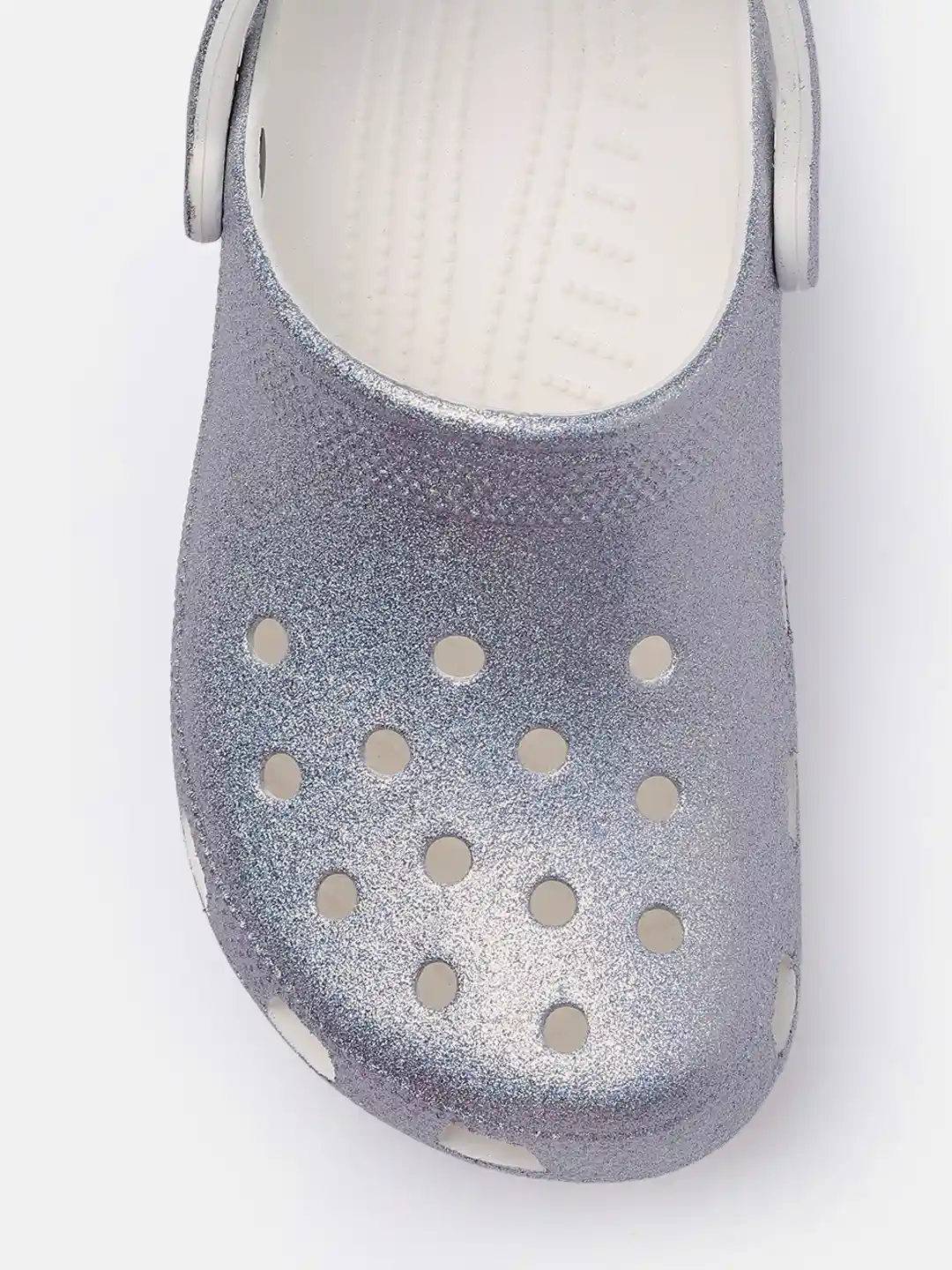 Buy Crocs Unisex Silver-Toned Glitter Embellished Clogs Flip
