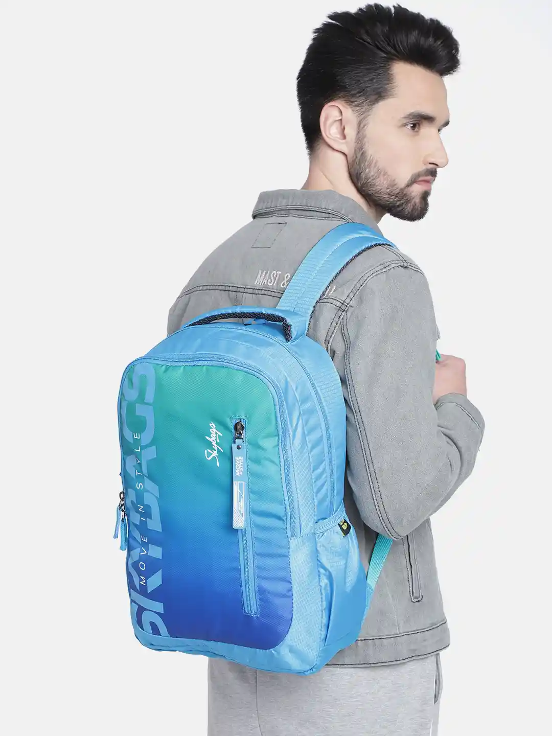 Buy Skybags Unisex Blue Green Brand Logo Printed Backpack