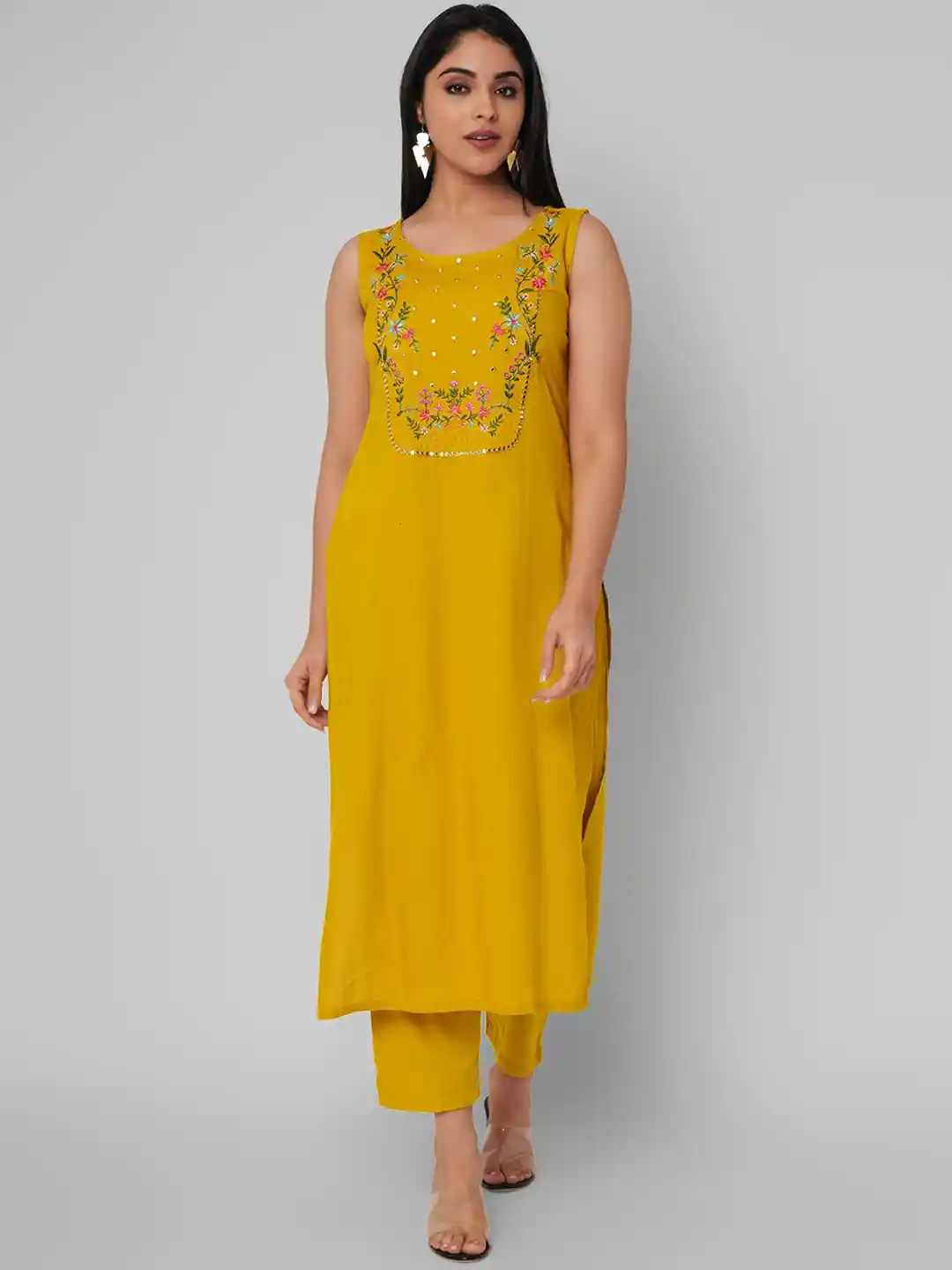 Mustard Yellow Kurta Set Mustard Brand Kurtis Online Buy KALINI - Main Image