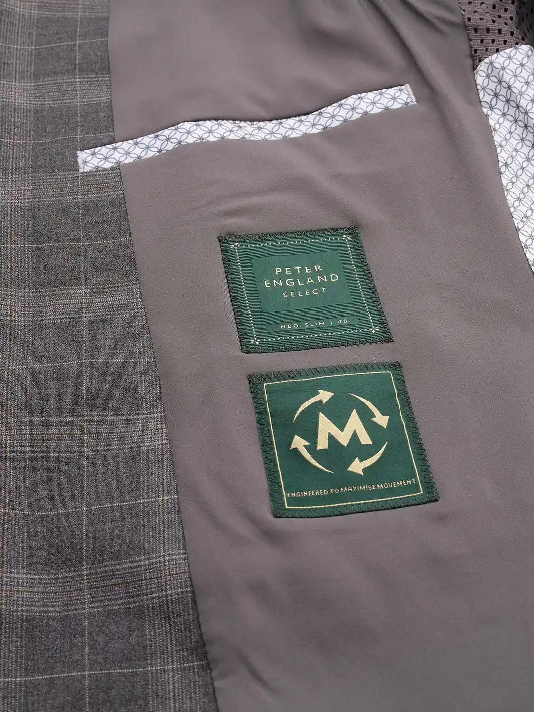 Buy Peter England Men Grey Checked Single-Breasted Slim Fit Formal