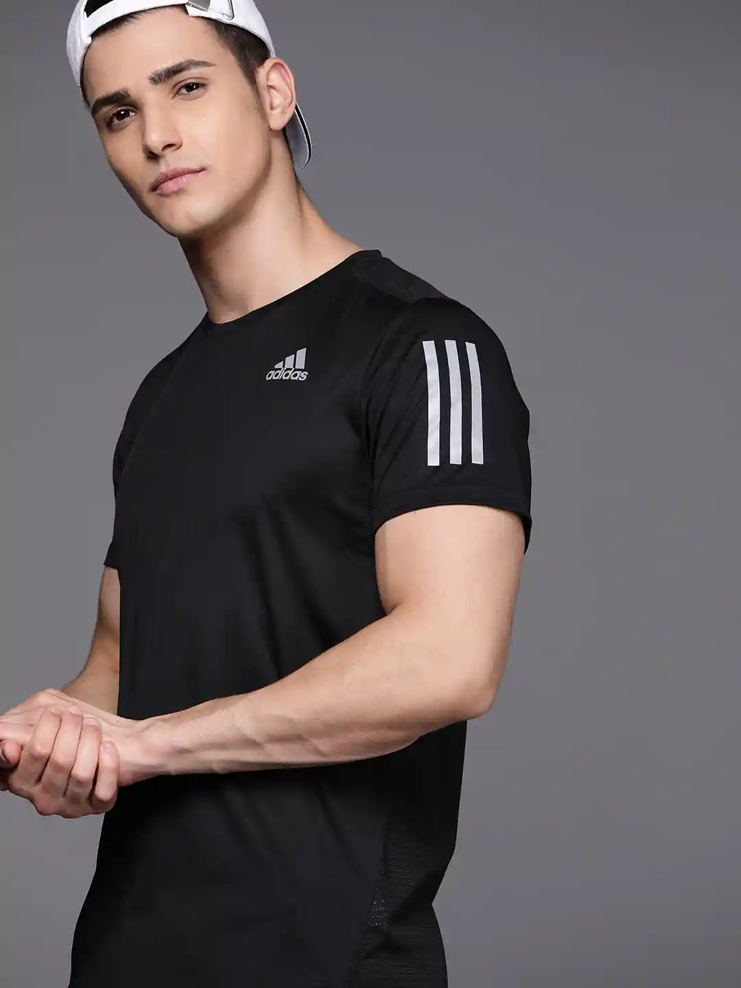 ADIDAS Men Black Designed Run Solid Aeroready Running Sustainable T-shirt