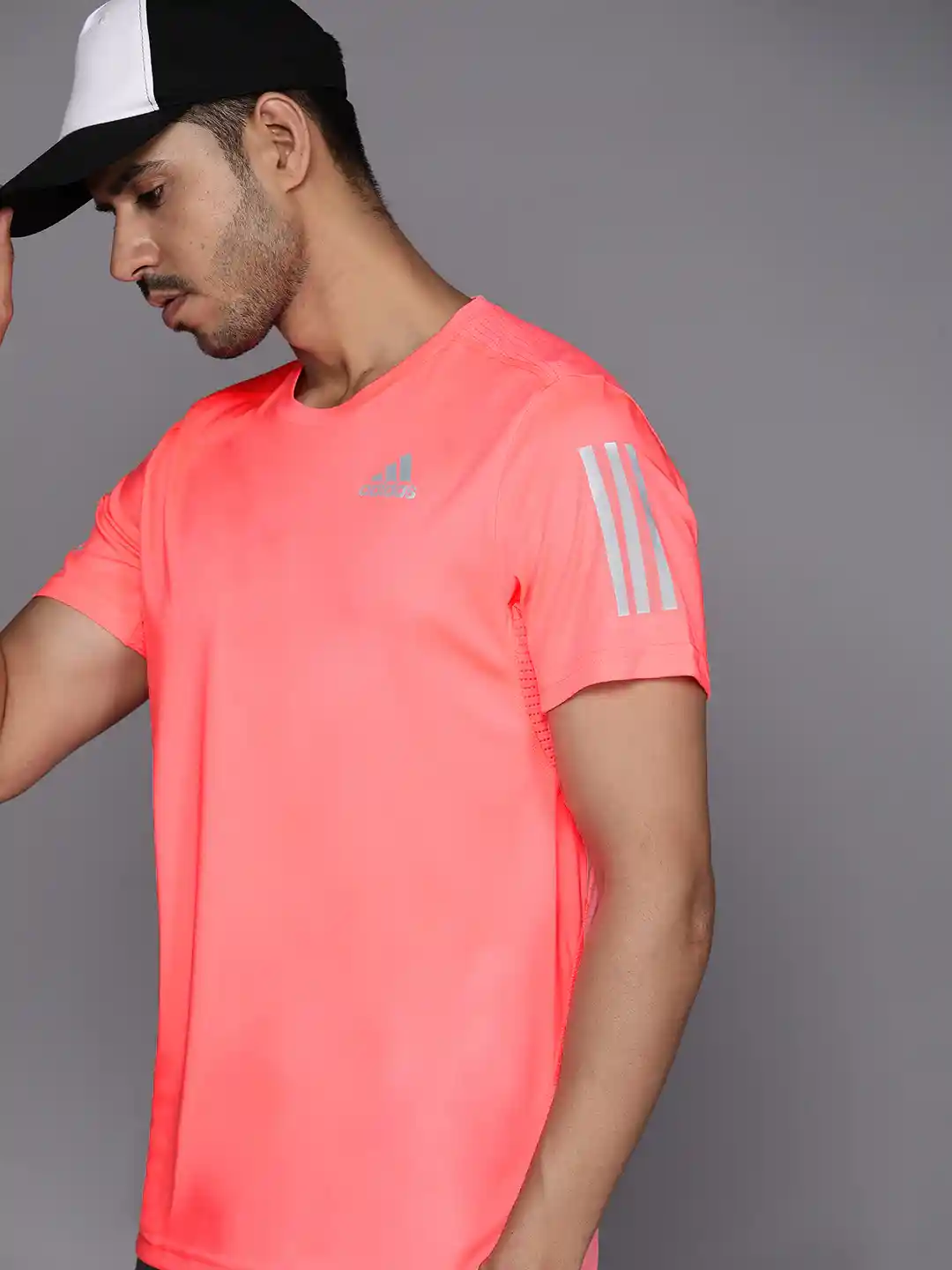 Adidas Apparel Adidas T Shirt Pink Mens ADIDAS Men Pink Striped