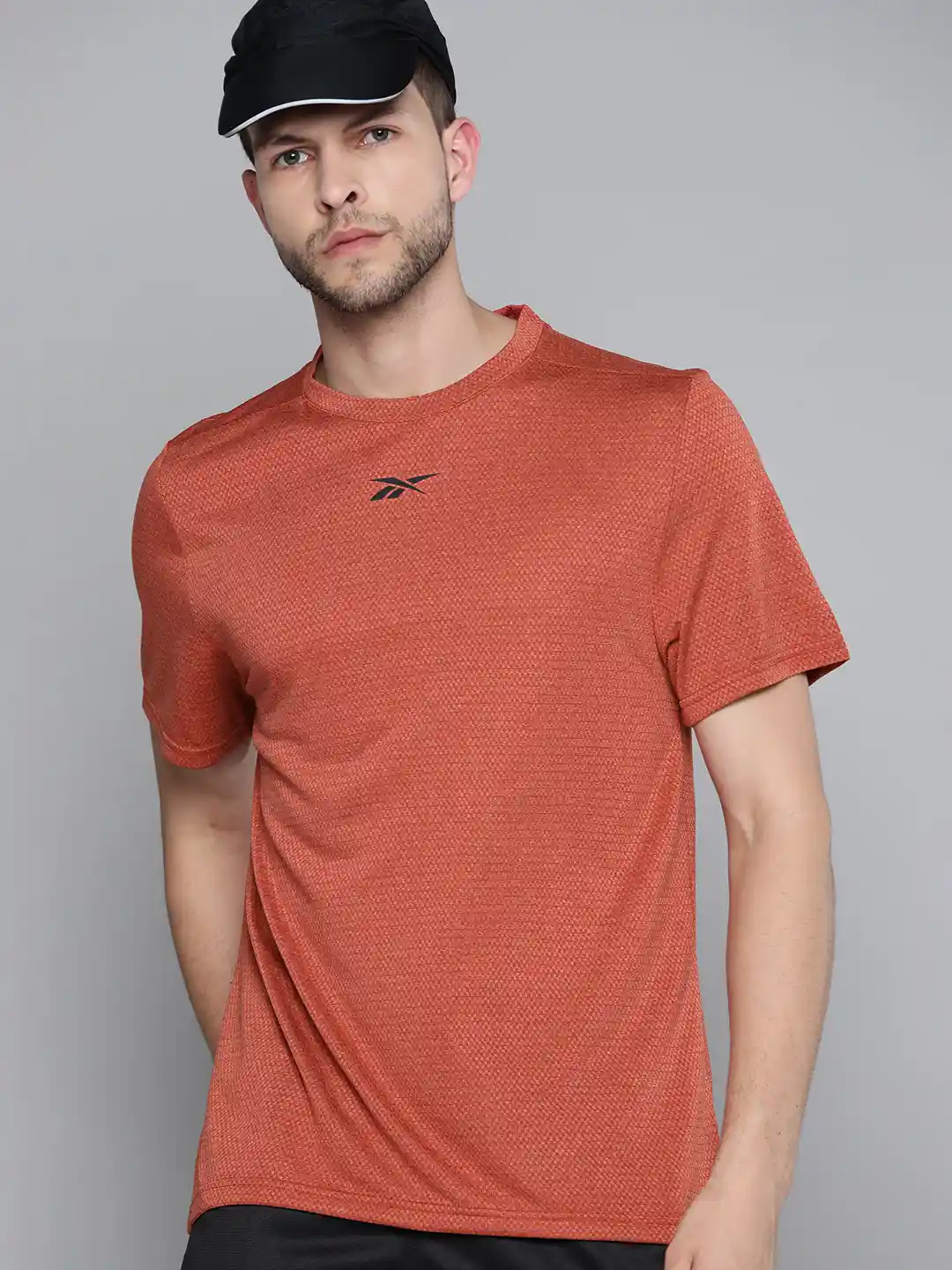 Buy Reebok Men Rust Orange WOR Readywear Solid Training T-shirt