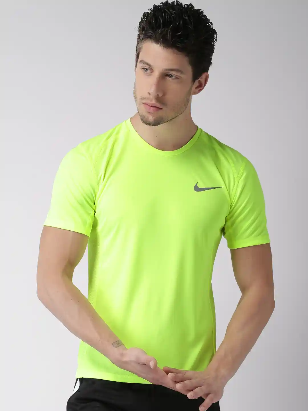 Buy Nike Men Fluorescent Green AS M NK DRY MILER SS T-shirt