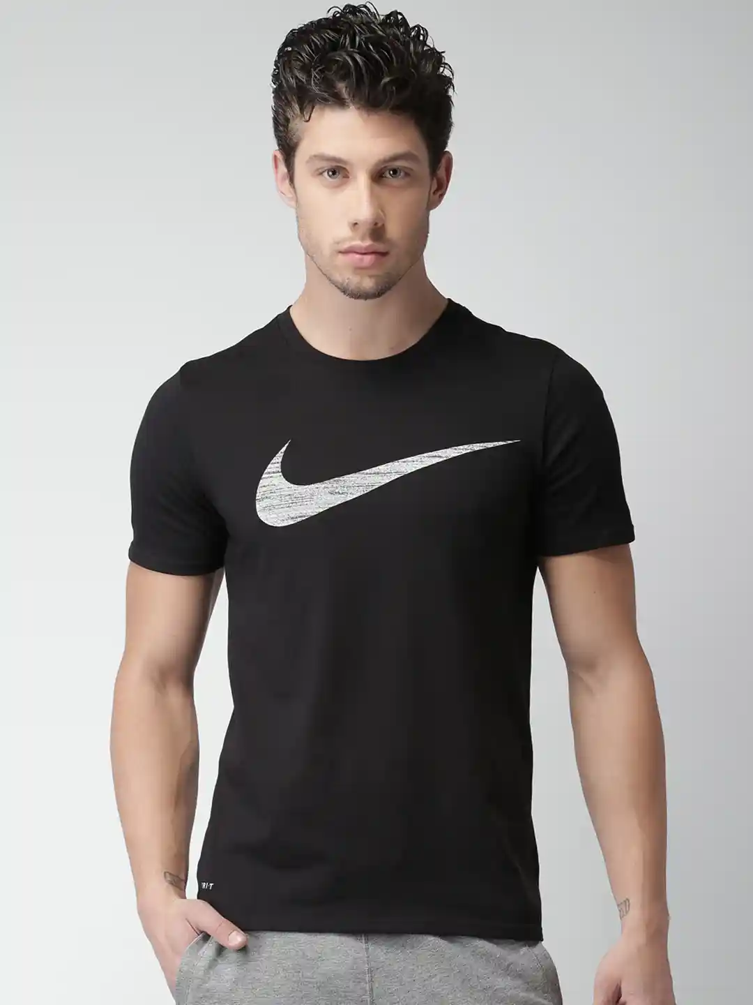 Buy Nike Men Black AS M NK DRY DF SWOOSH HTR T-shirt Tshirts for