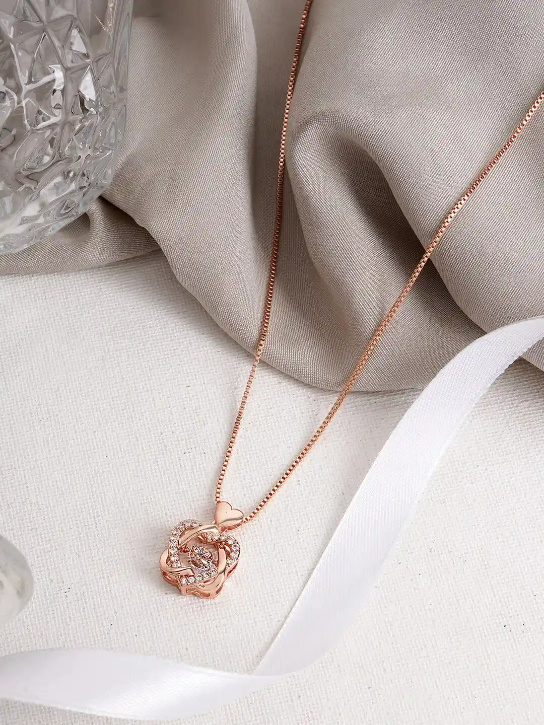Buy JOKER WITCH Rose Gold-Plated White Stone-Studded Pendant