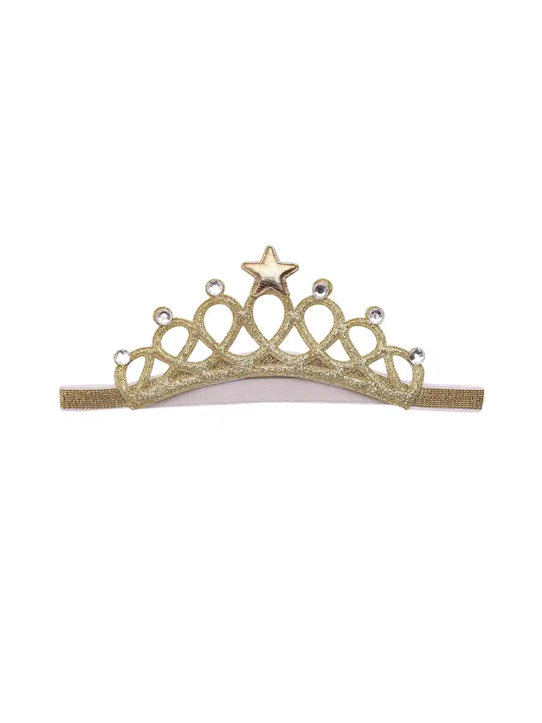 Buy Babymoon Girls Gold-Toned Embellished Crown-Shaped Hairband