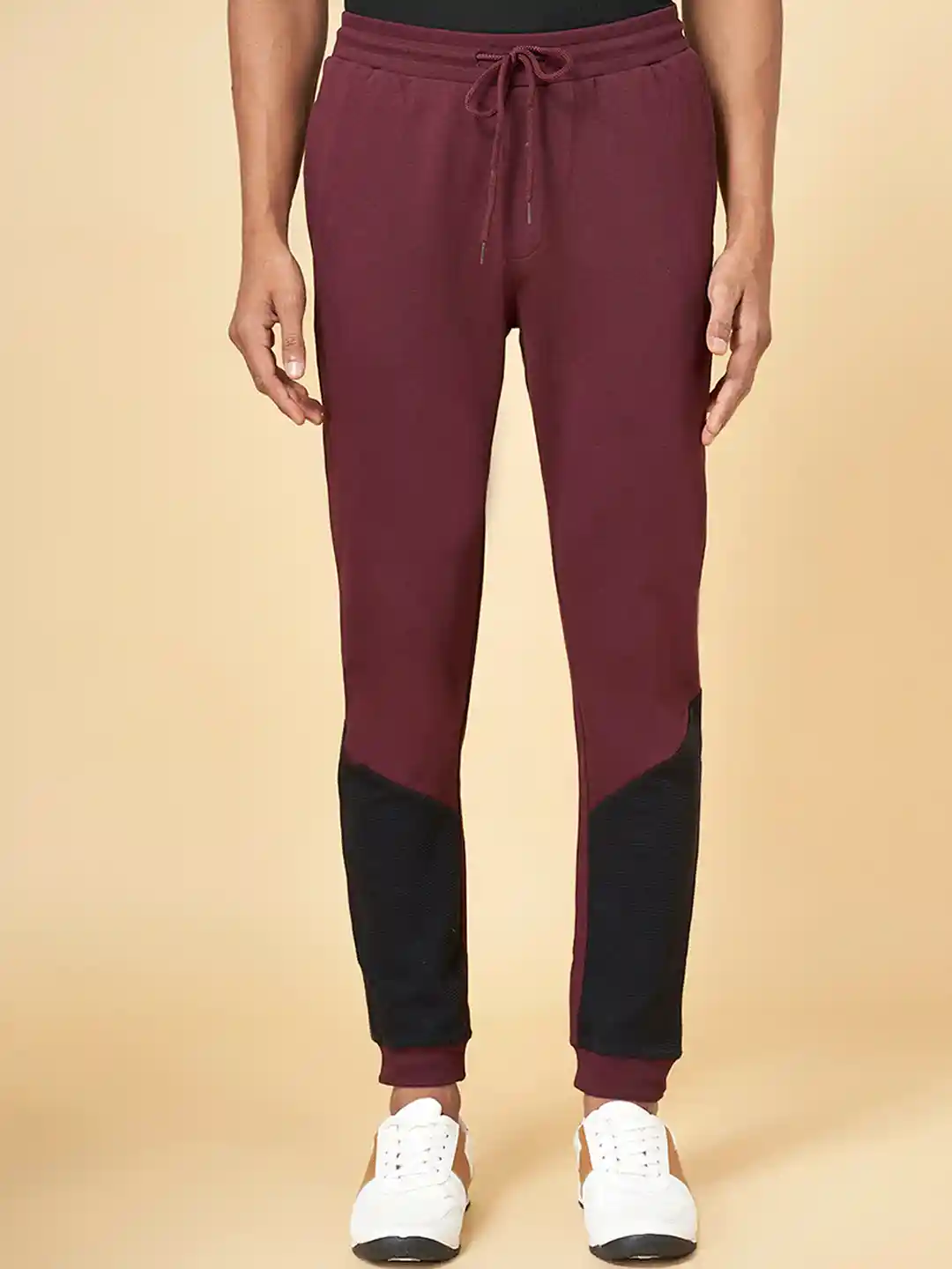 Buy Ajile by Pantaloons Men Burgundy Solid Joggers Track Pants