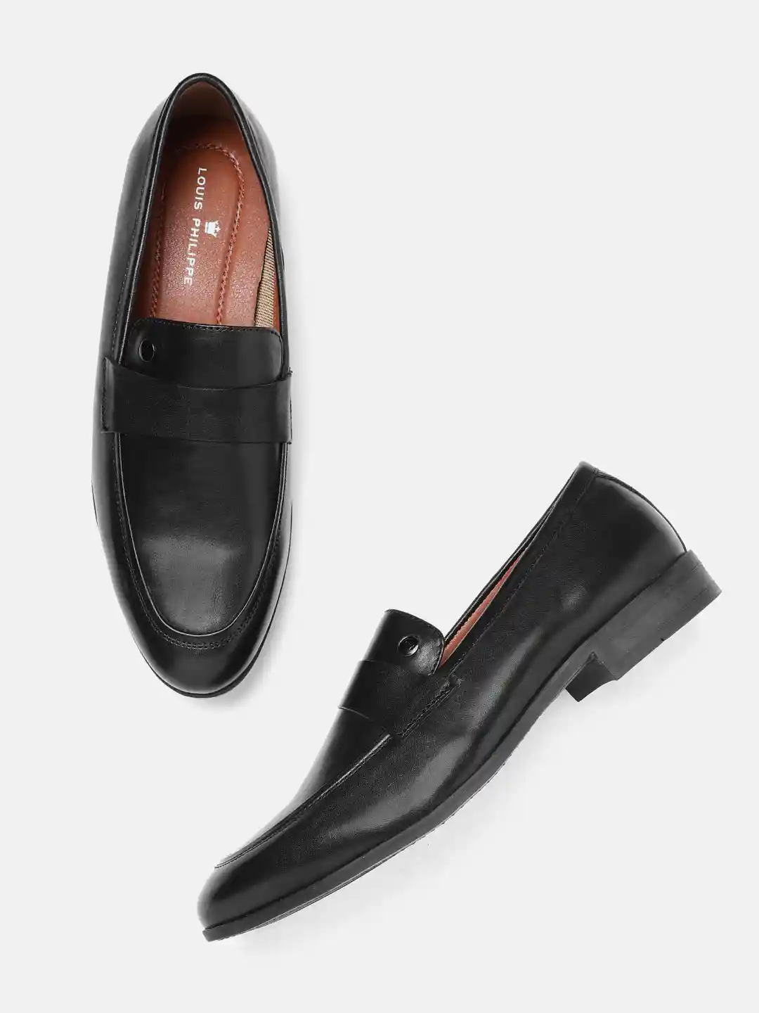 Buy Louis Philippe Men Black Leather Formal Slip-Ons Formal - Main Image
