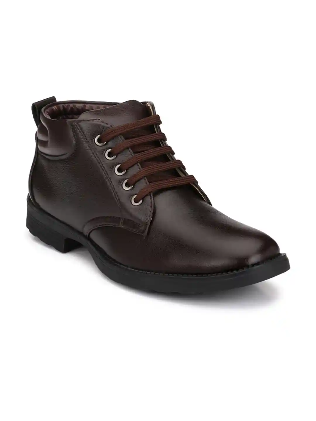 Buy Mactree Men Brown Solid Mid-Top Flat Boots Boots for Men