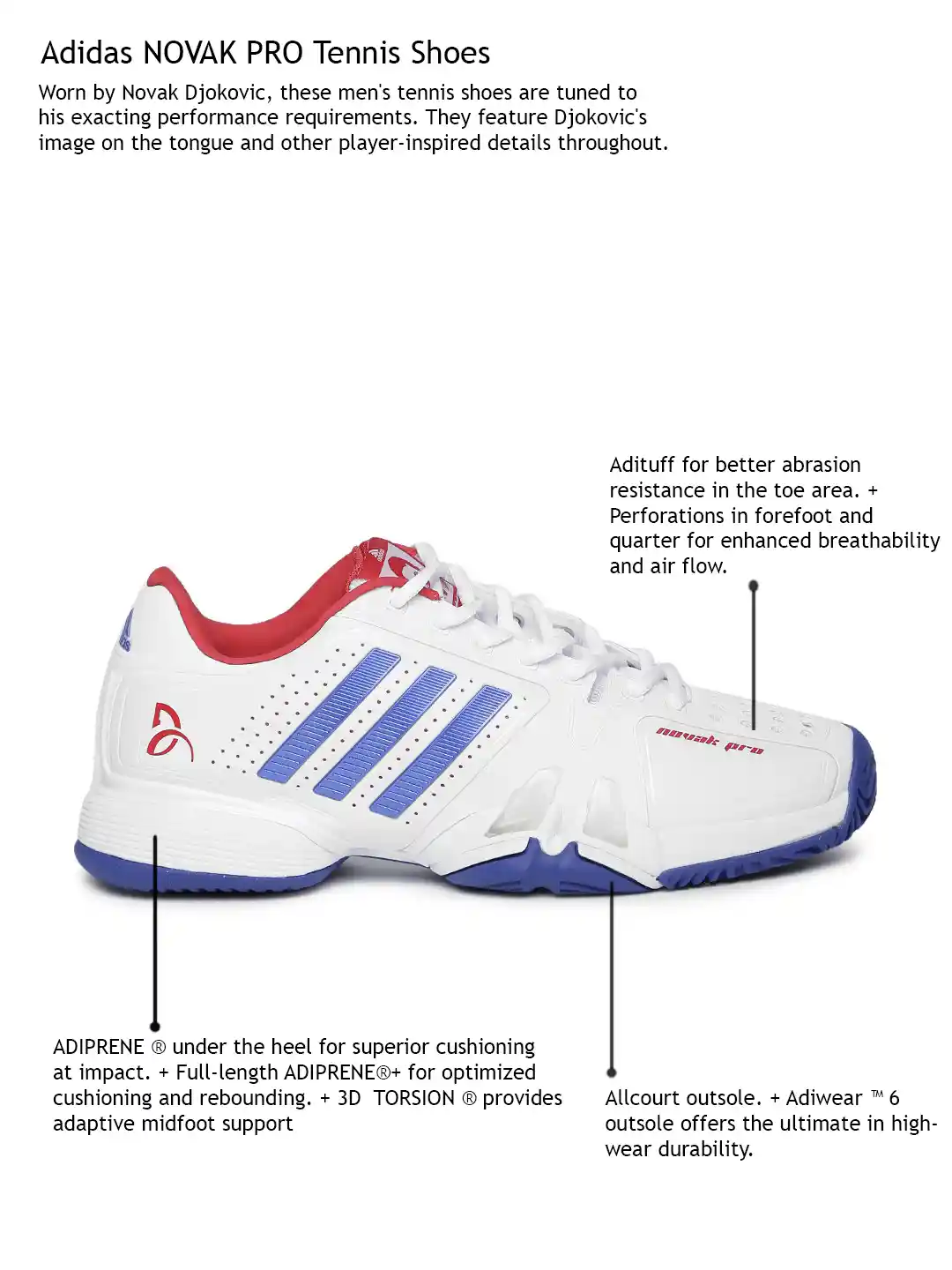 Buy ADIDAS Men White Novak Pro Tennis Shoes Sports Shoes for Men