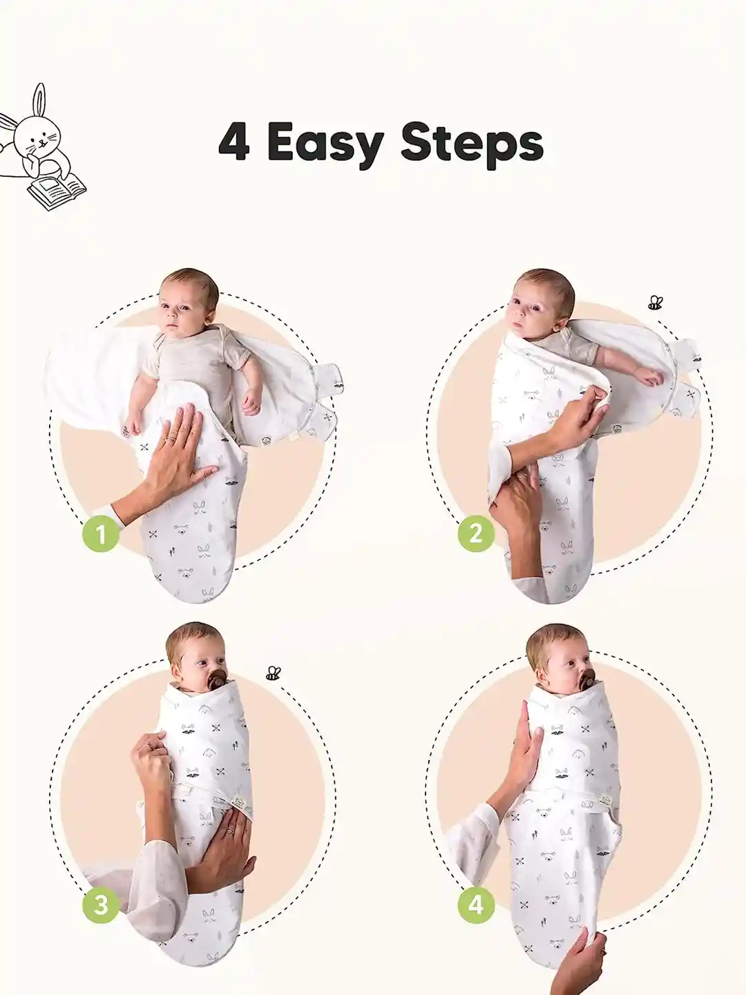 Buy Moms Home Baby Organic Cotton Velcro Adjustable Swaddle Wrap