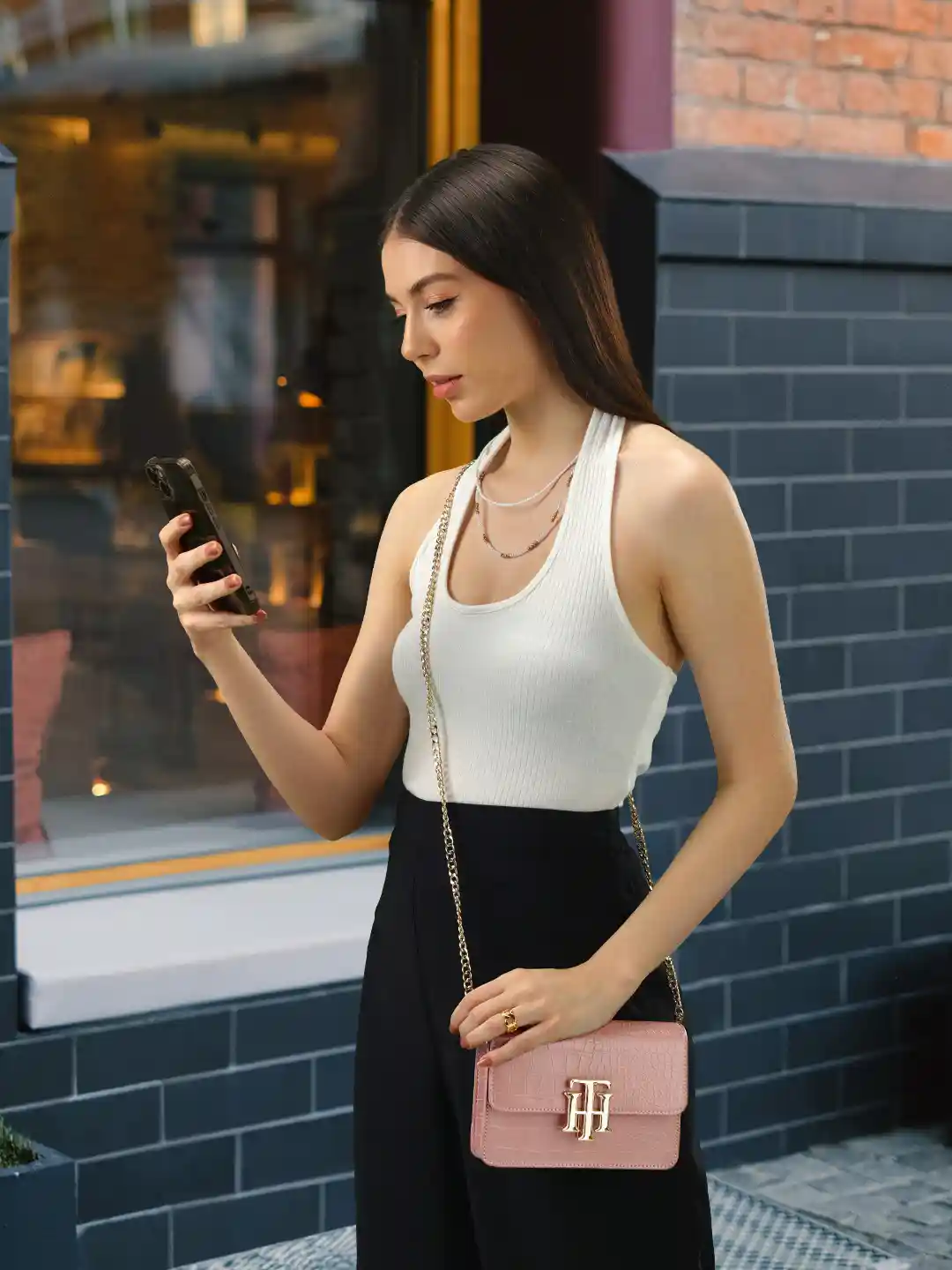 Buy Tommy Hilfiger Pink Textured PU Structured Sling Bag