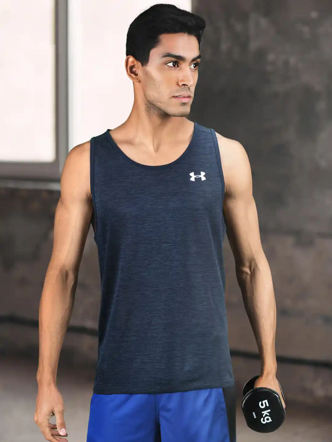 Buy UNDER ARMOUR Men Navy Blue Training or Gym Tech Tank T