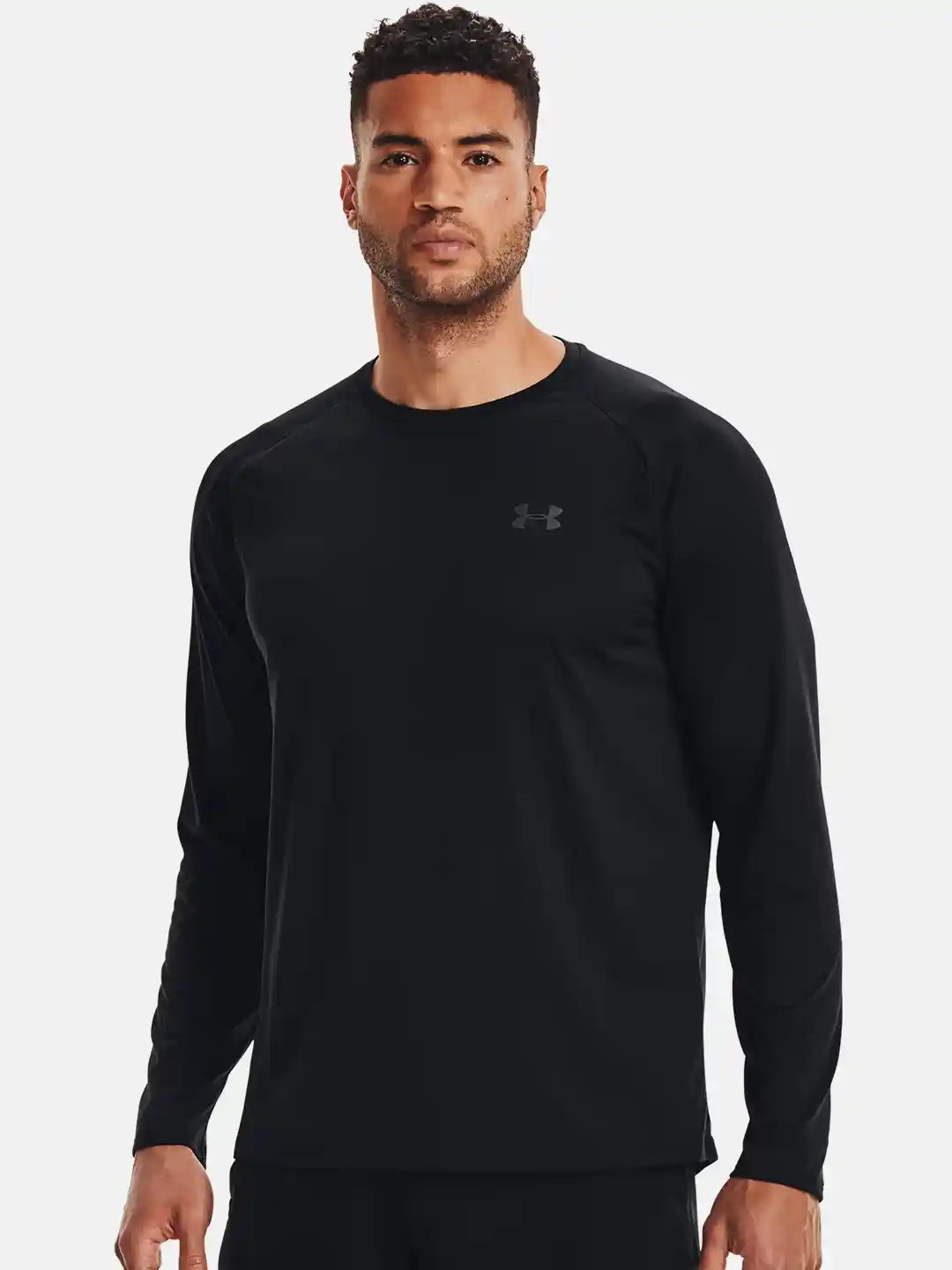 UNDER ARMOUR Men Black Training or Gym Tech Long Sleeve Tshirt