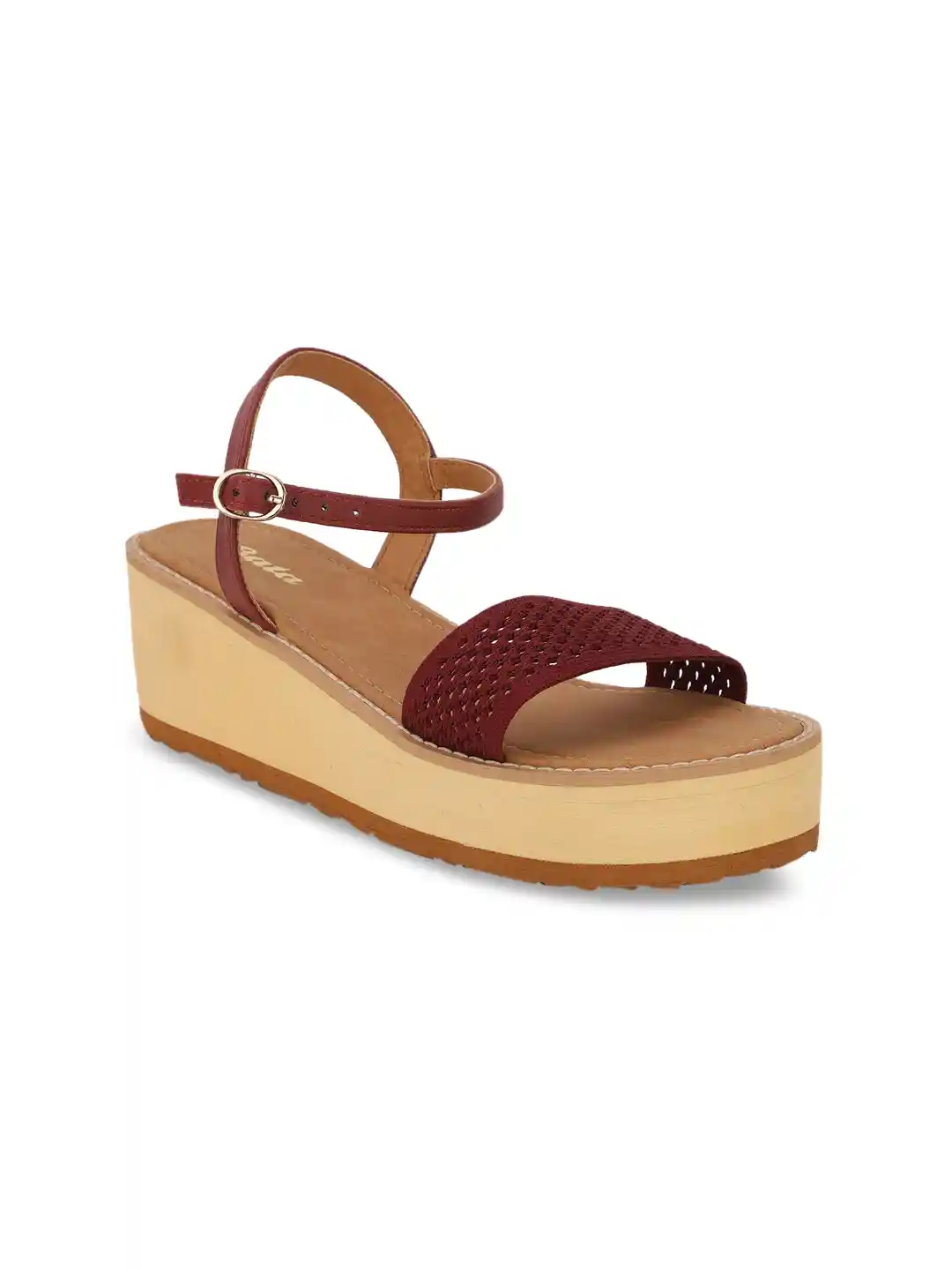 Buy Bata Maroon Woven Design Platform Heels Heels for Women