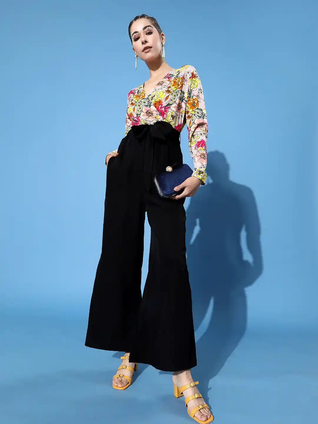 Buy KASSUALLY Women Stylish Black Printed Elevated Bottom Jumpsuit