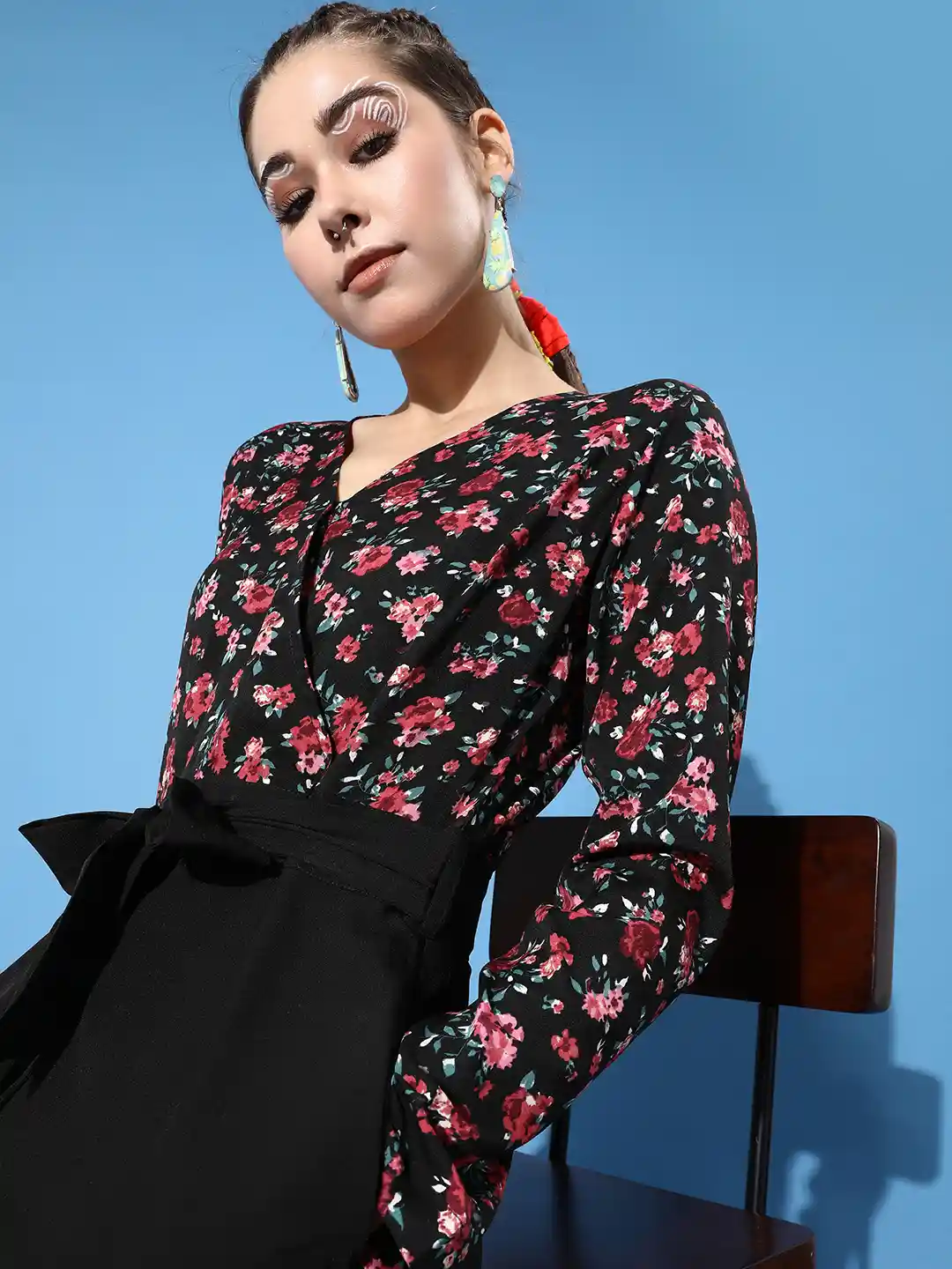 Buy KASSUALLY Women Stylish Black Printed Elevated Bottom Jumpsuit