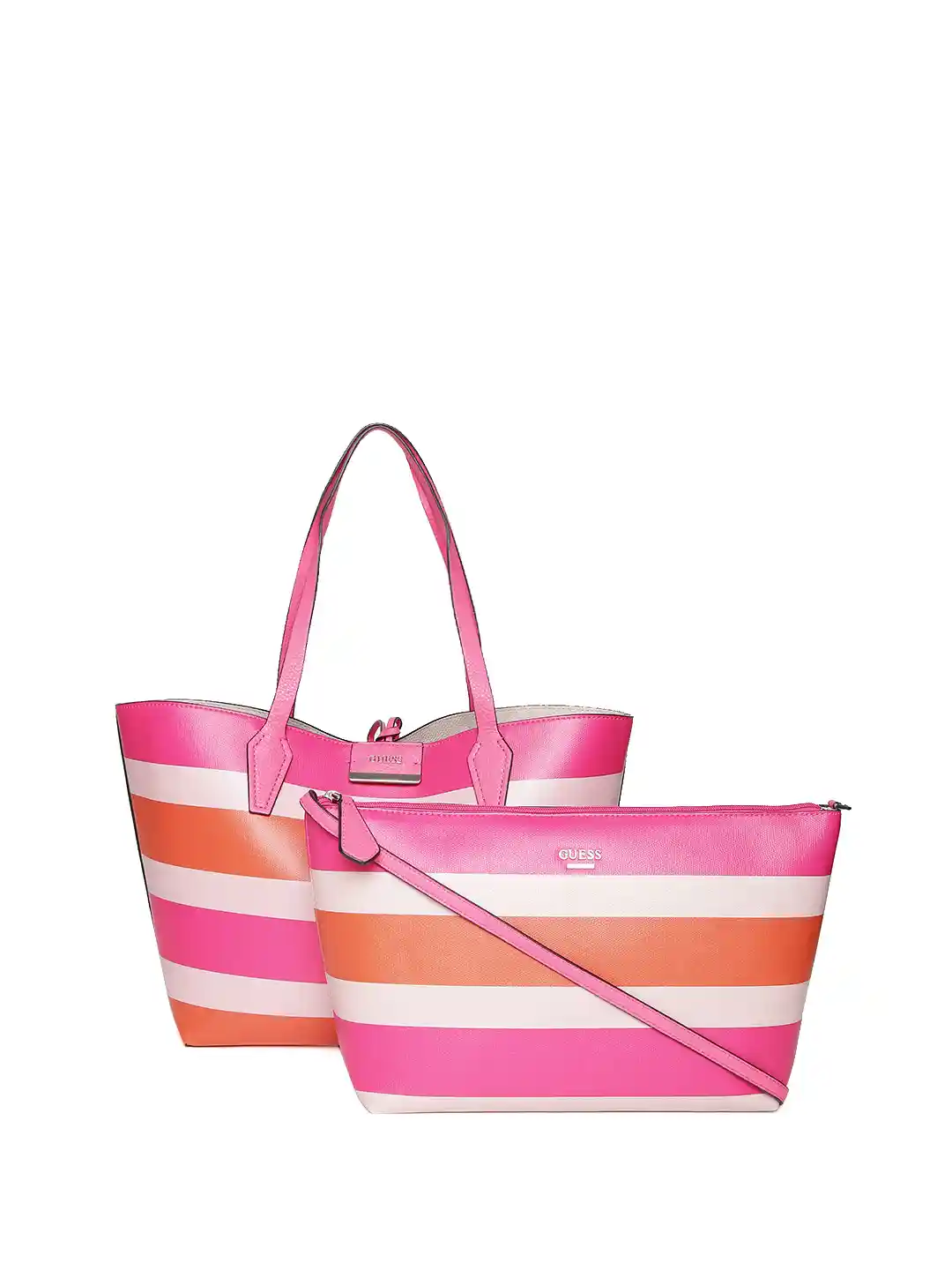 Myntra Nike Reversible Tote GUESS Pink Orange Striped Reversible