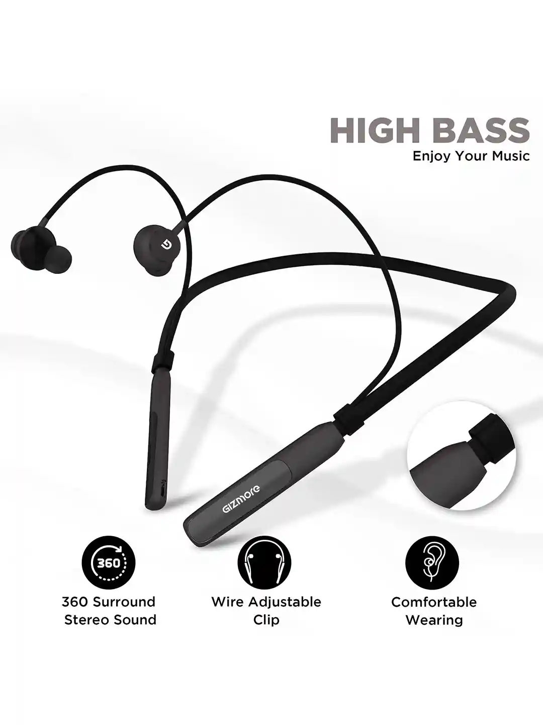 Buy GIZMORE Black Solid GIZ MN217 In-Ear Neckband Headphones for