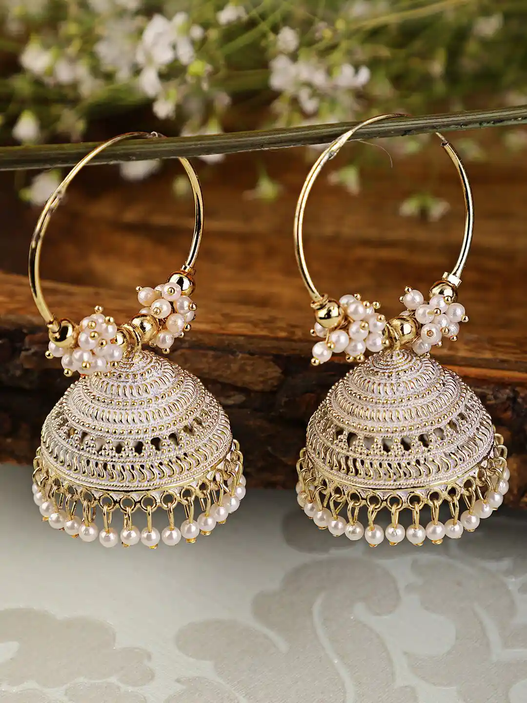White Earrings Design For Lehenga White Color Kundan Statement