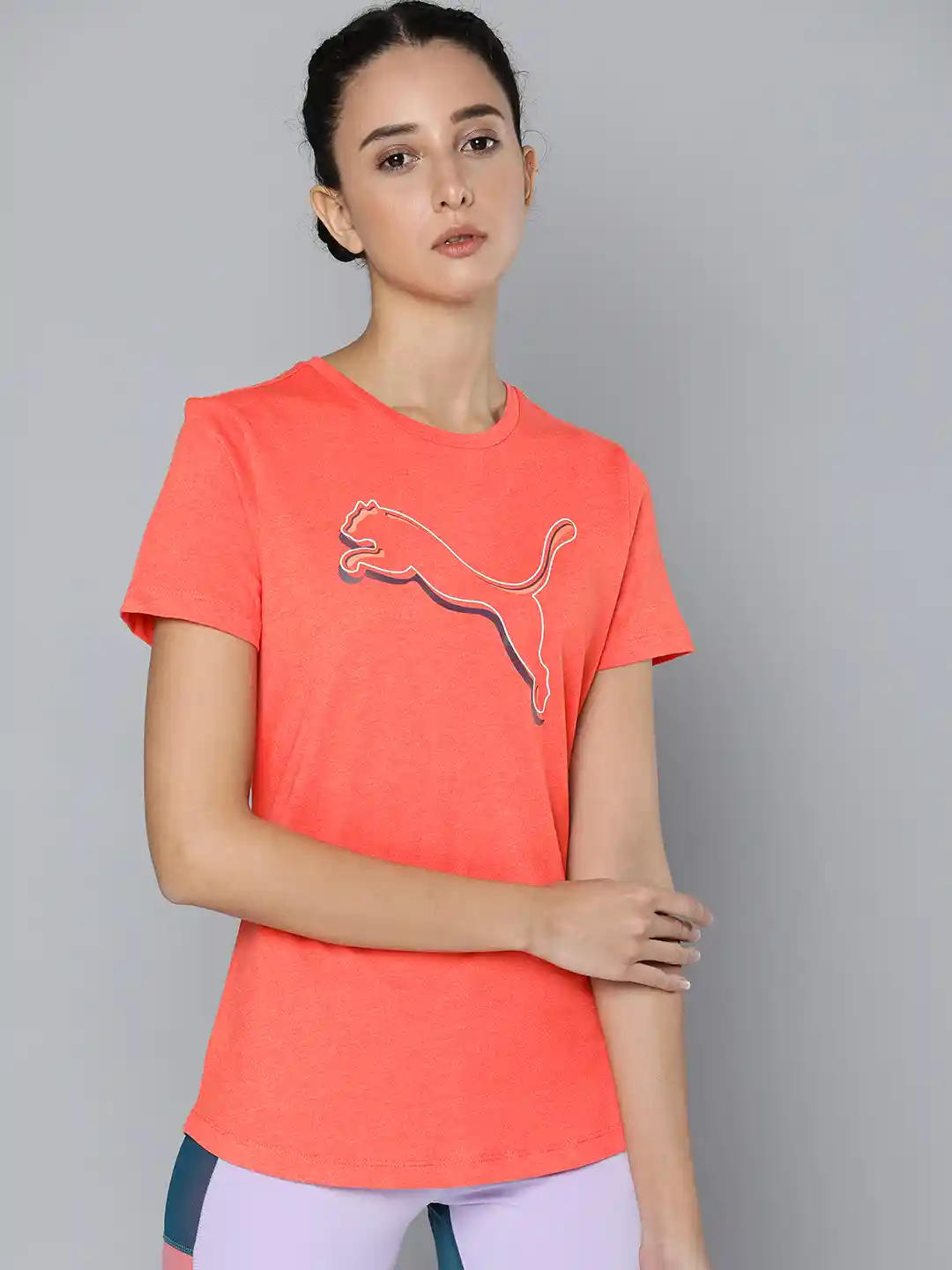 Buy Puma Women Orange Brand Logo Printed Round-Neck Sports Regular