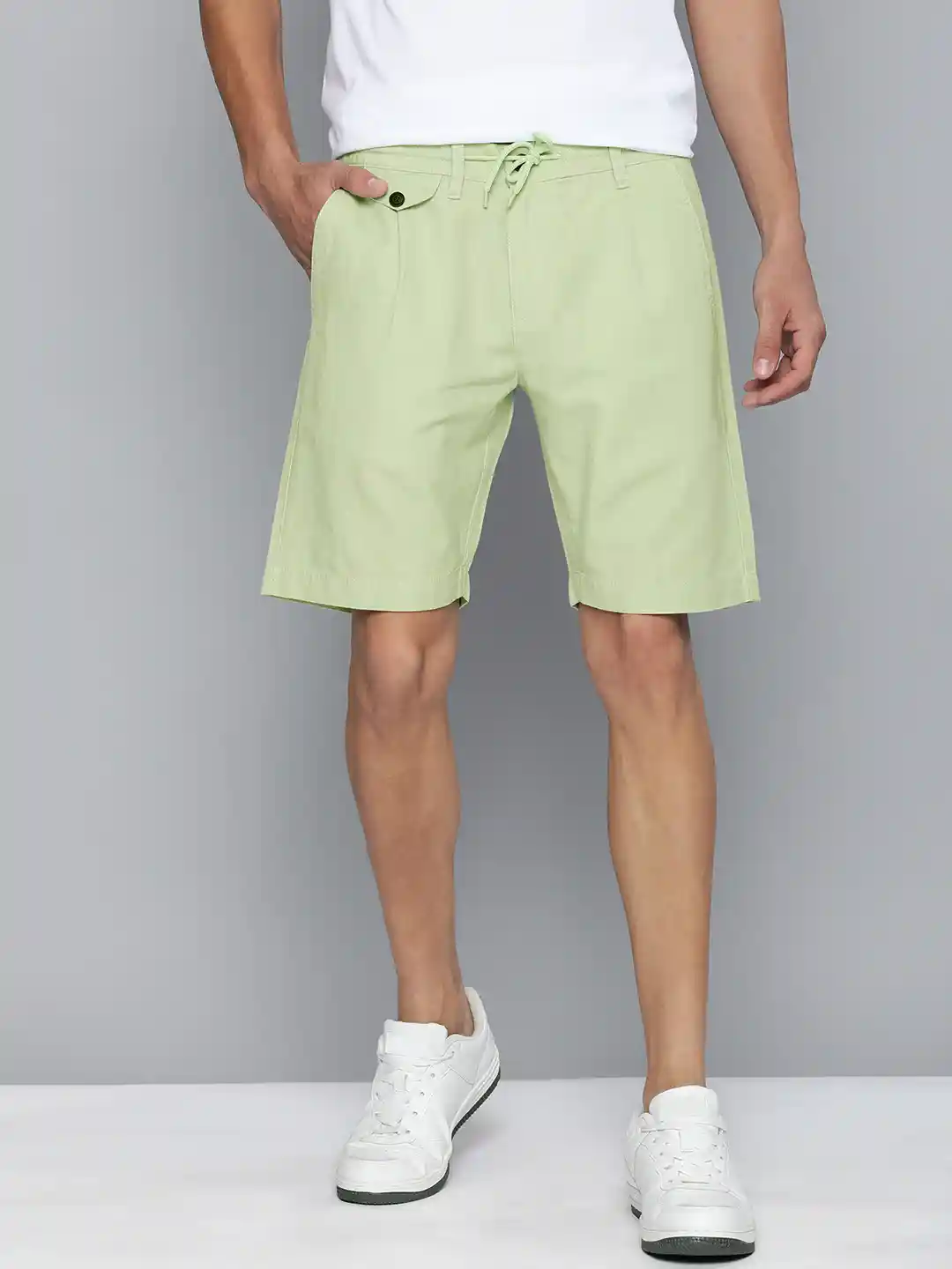 Buy Mast Harbour Men Green Cotton Linen Chino Shorts Shorts