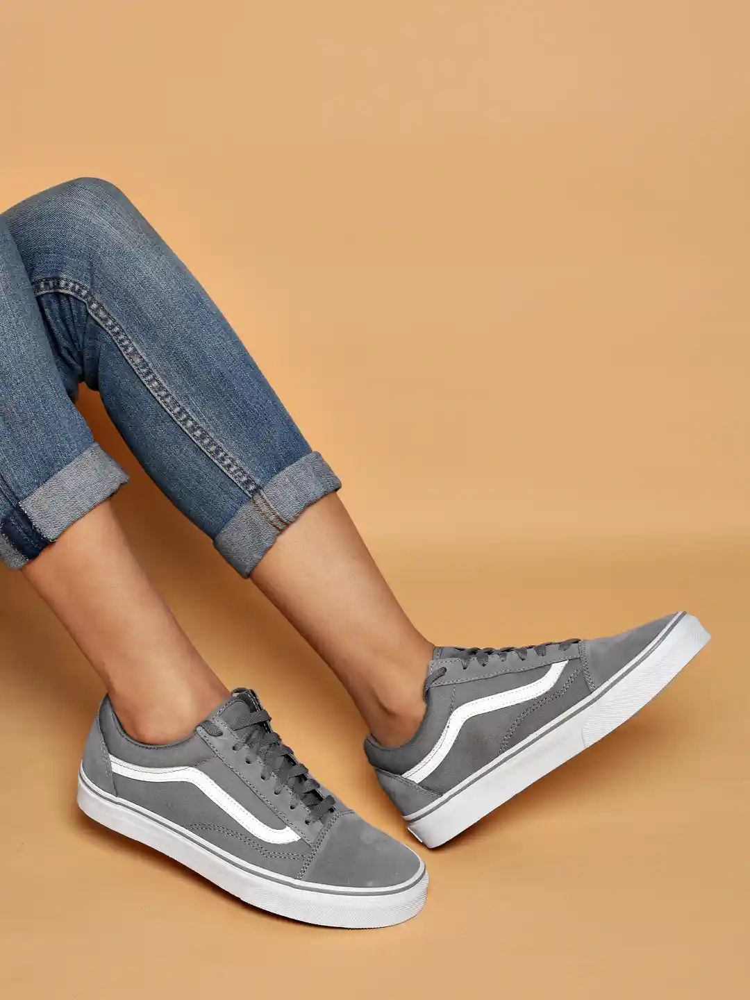 Buy Vans Women Grey Solid Old Skool Regular Sneakers Casual