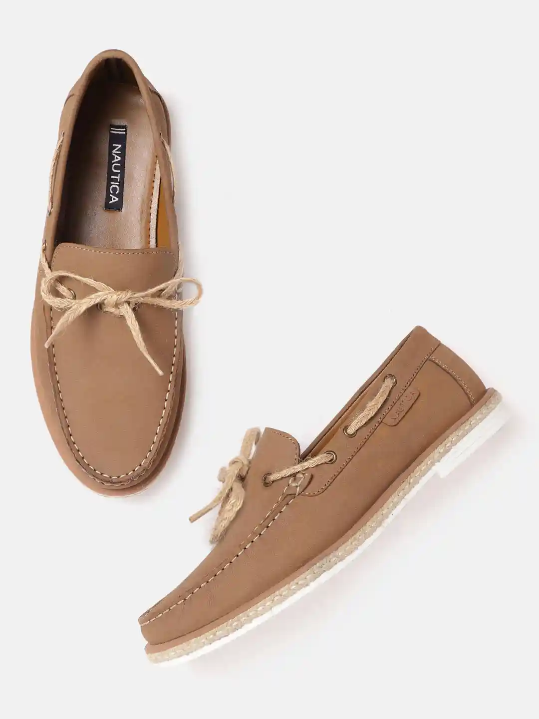 Buy Nautica Men Beige Solid Leather Boat Shoes Casual Shoes for