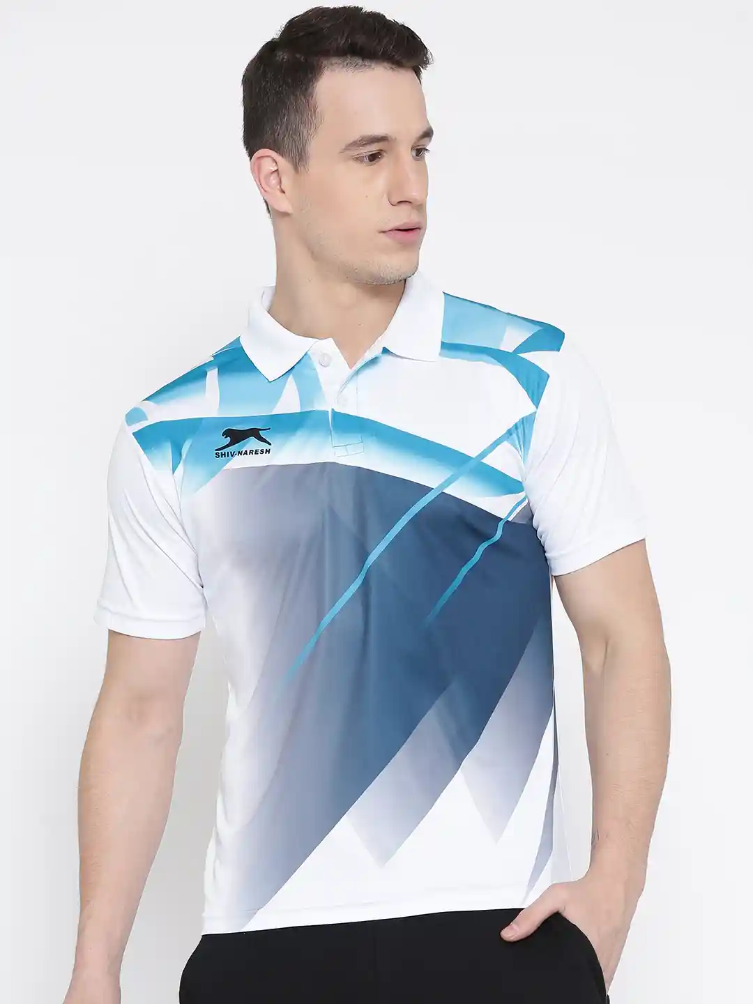 Buy Shiv Naresh Men White Printed Polo Collar T-shirt Tshirts