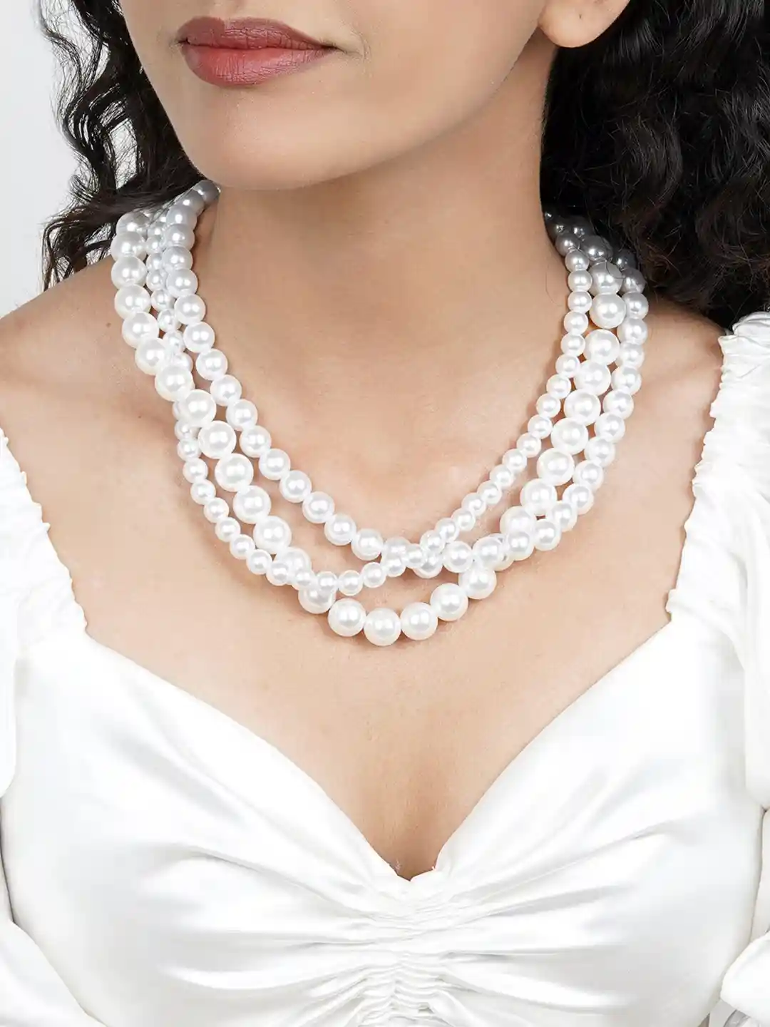 Buy JOKER WITCH White Pearl Layered Necklace Necklace and - Main Image