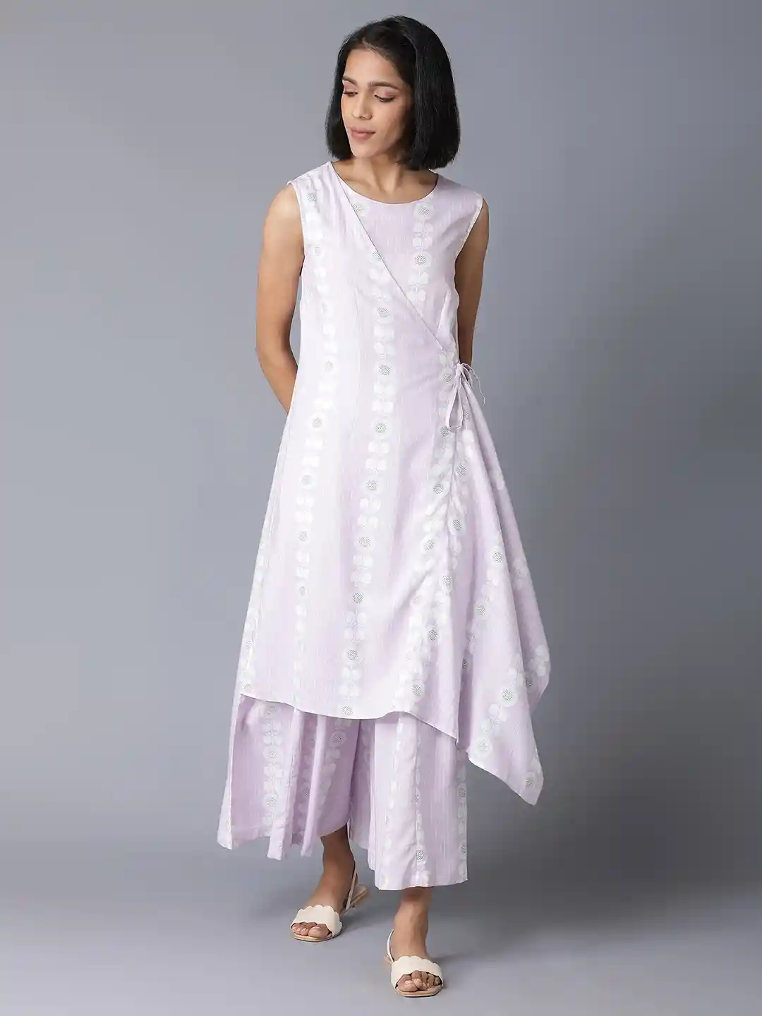 Buy W Purple White Printed Basic Jumpsuit Jumpsuit for Women