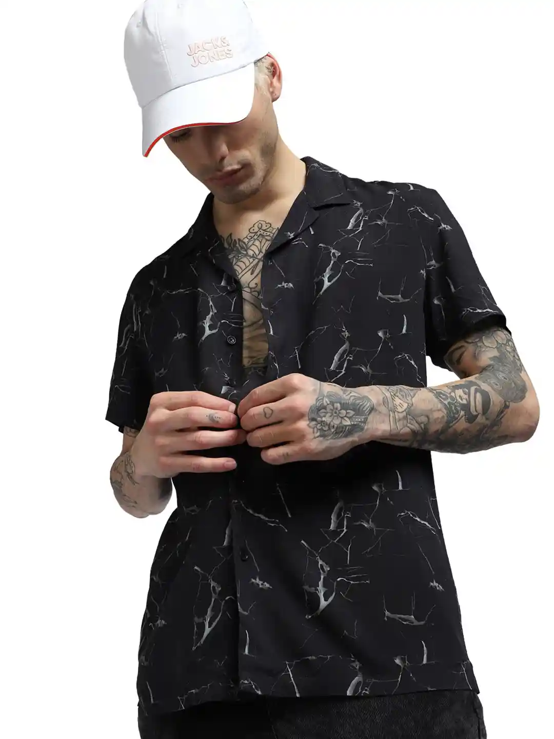 Buy Jack Jones Men White Orange Printed Baseball Cap Caps