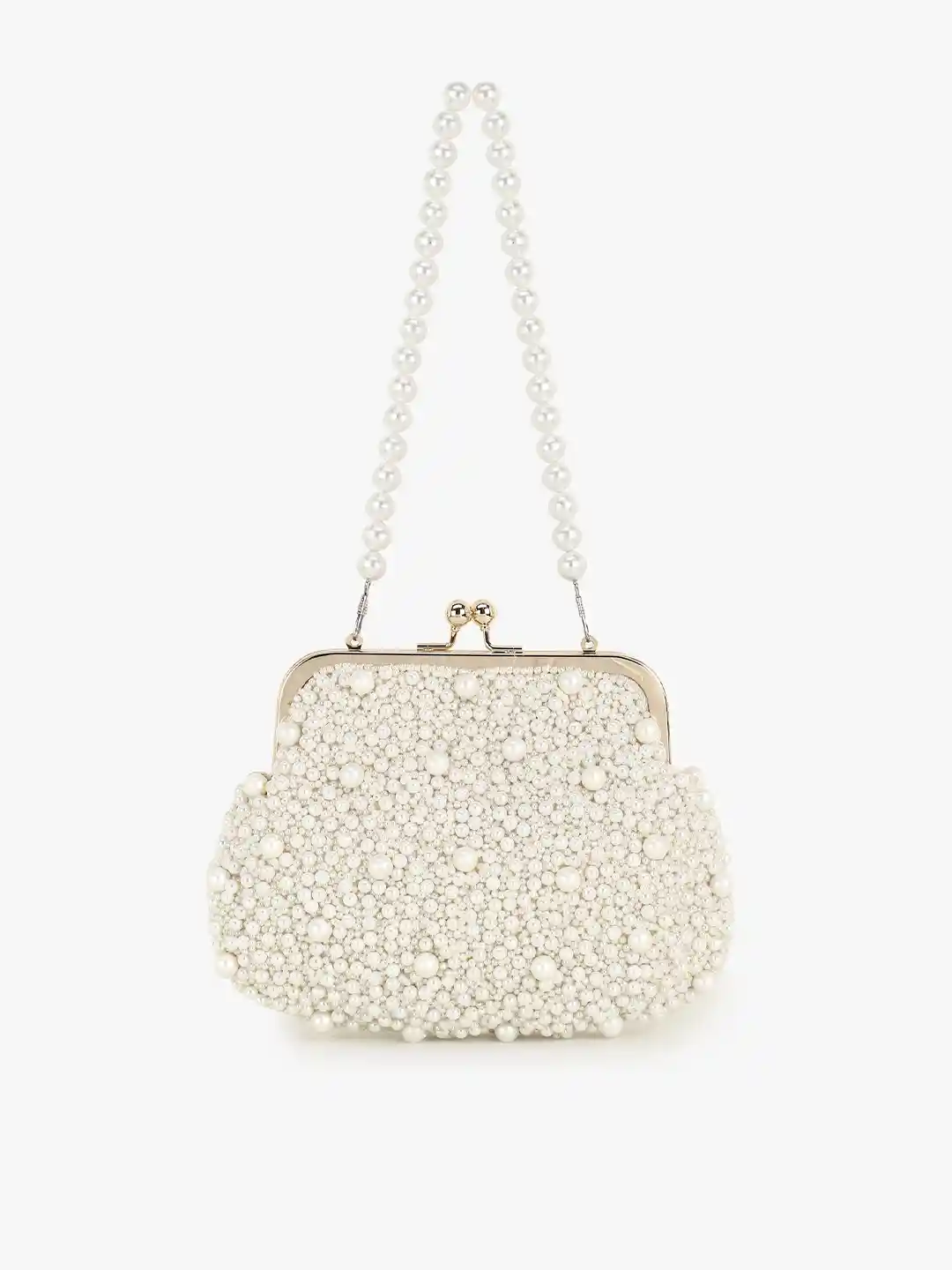 Buy Anekaant Off White Pearls Embellished Purse Clutch Clutches