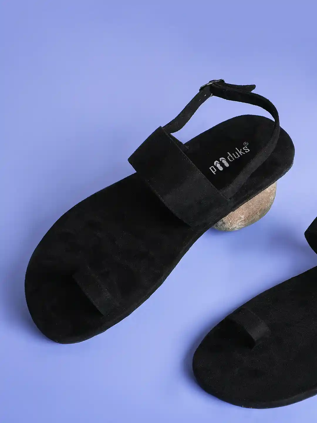 Buy Paaduks Men Black Suede Comfort Cushioned Sandals Sandals