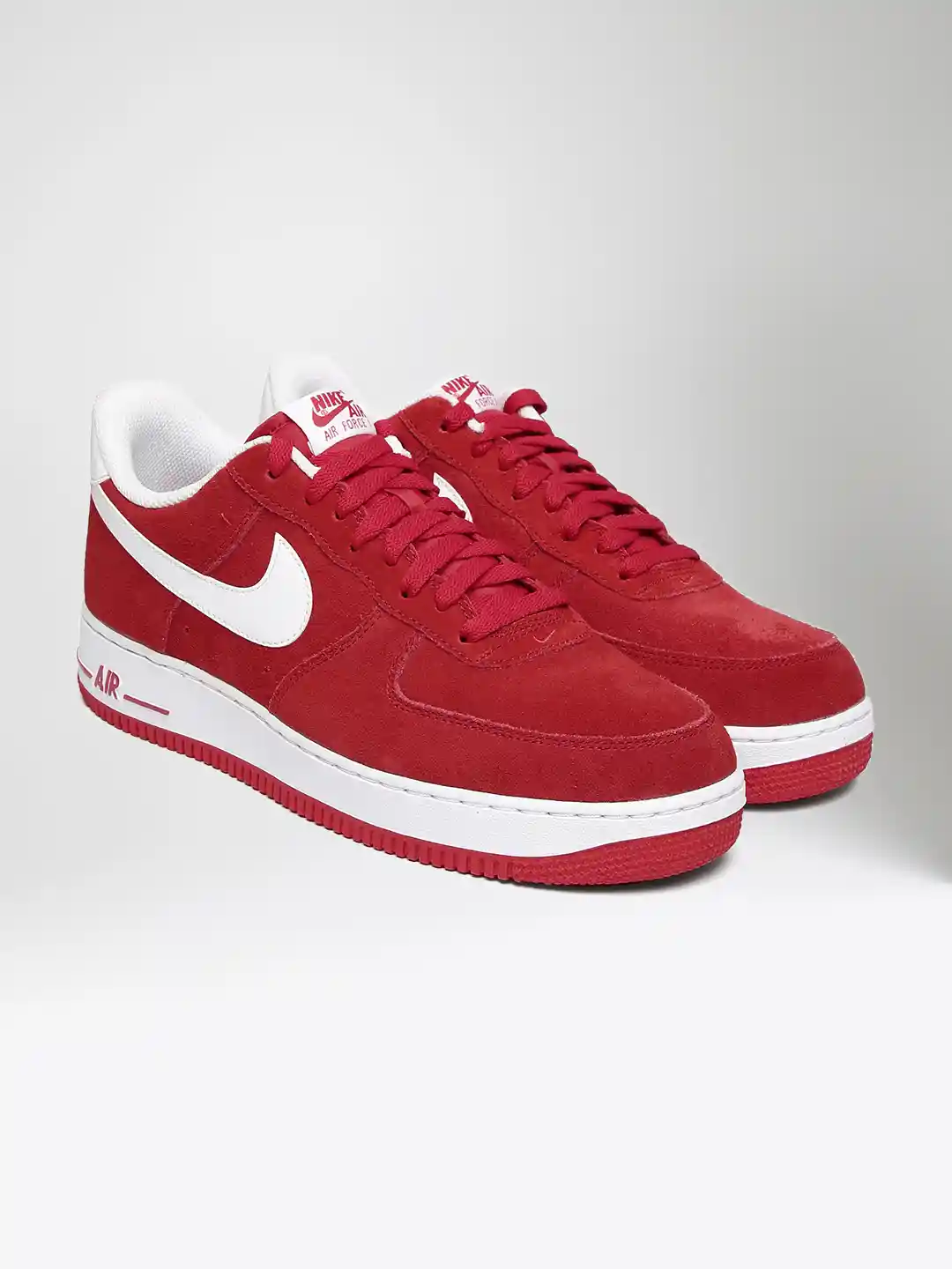 Nike Men Red Air Force 107 Suede Sneakers