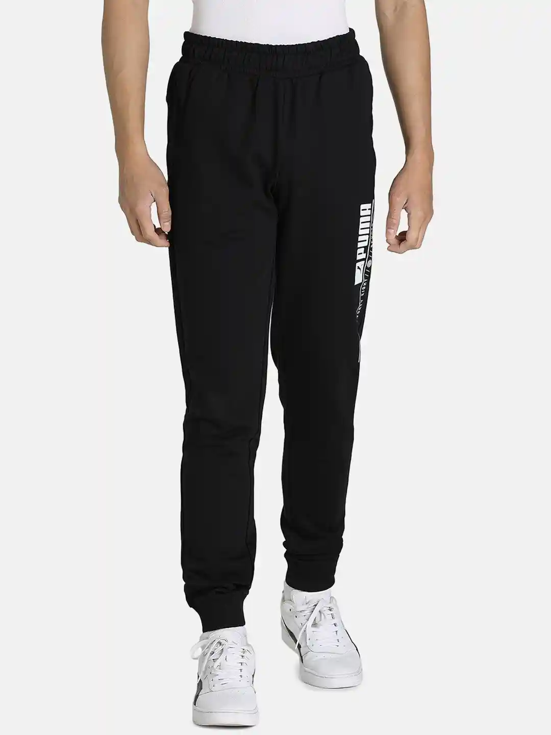 Buy PUMA Men Black Brand Logo Sports Zippered Slim Fit Joggers