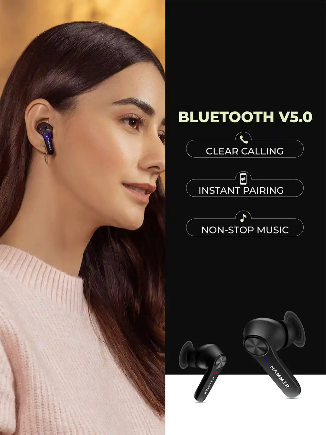 Buy HAMMER Airflow True Wireless Earbuds with Mic (Black