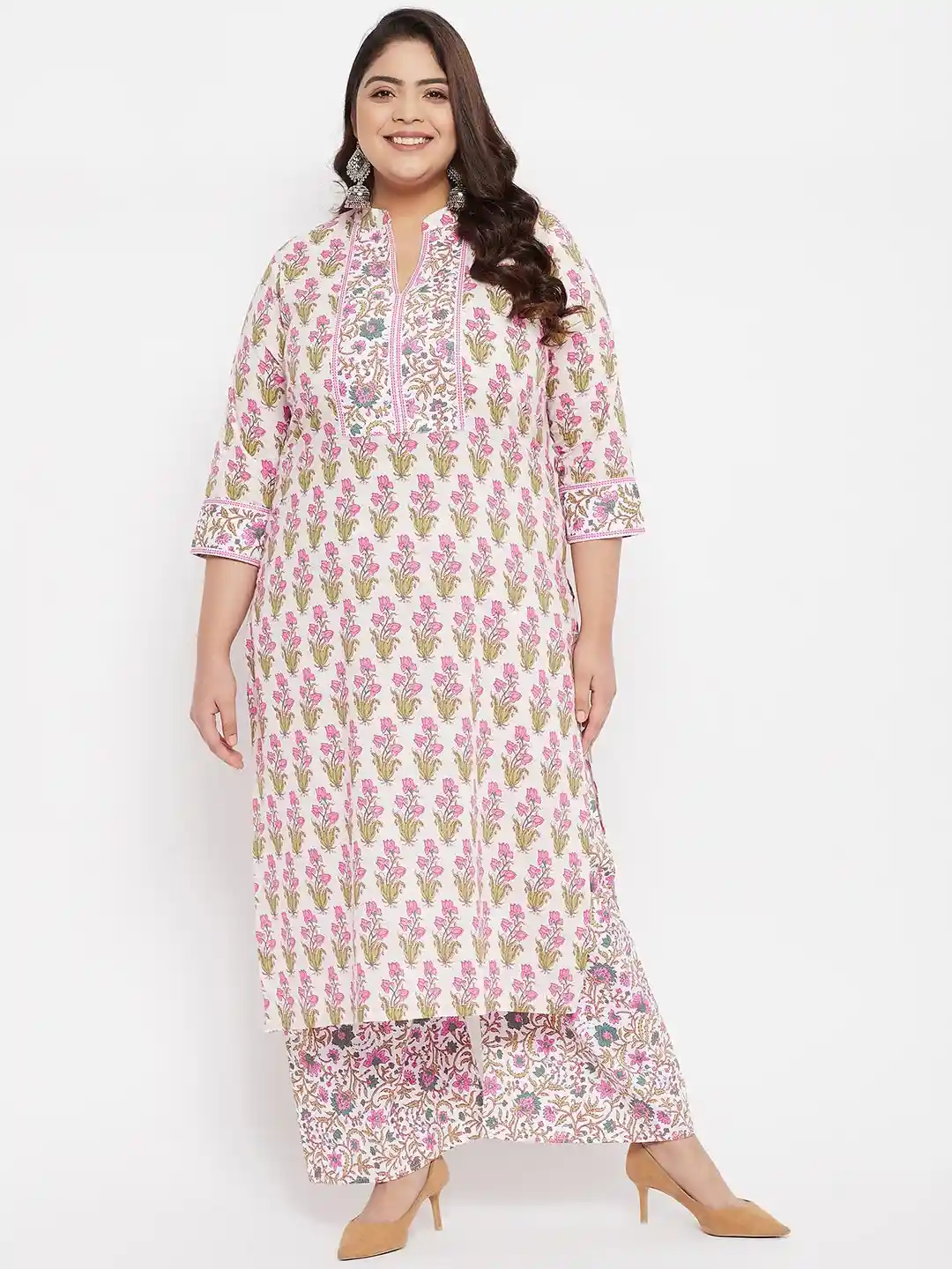 Buy Tissu Women Cream-Coloured Floral Printed Pure Cotton Kurti
