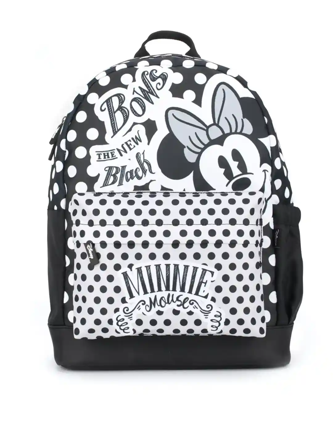 Disney Girls Black White Minnie Mouse Graphic Printed Backpack