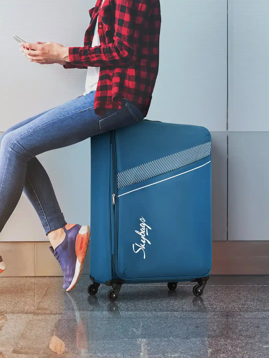 Cabin Luggage Skybag Trolley Bag Blue SKYBAGS Polyester 55 Cm