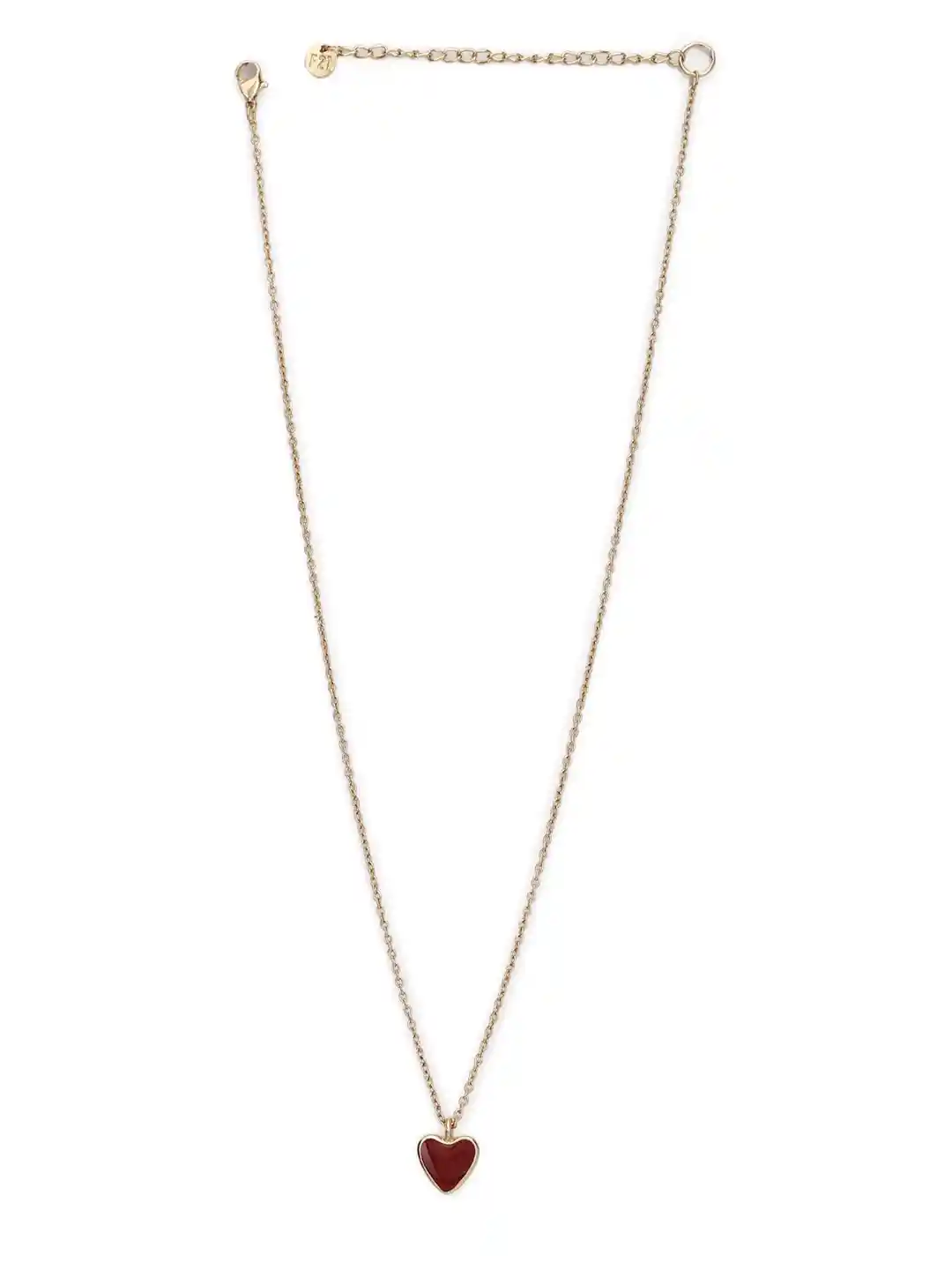 Buy FOREVER 21 Gold-Toned Maroon Heart-Shaped Pendant Necklace