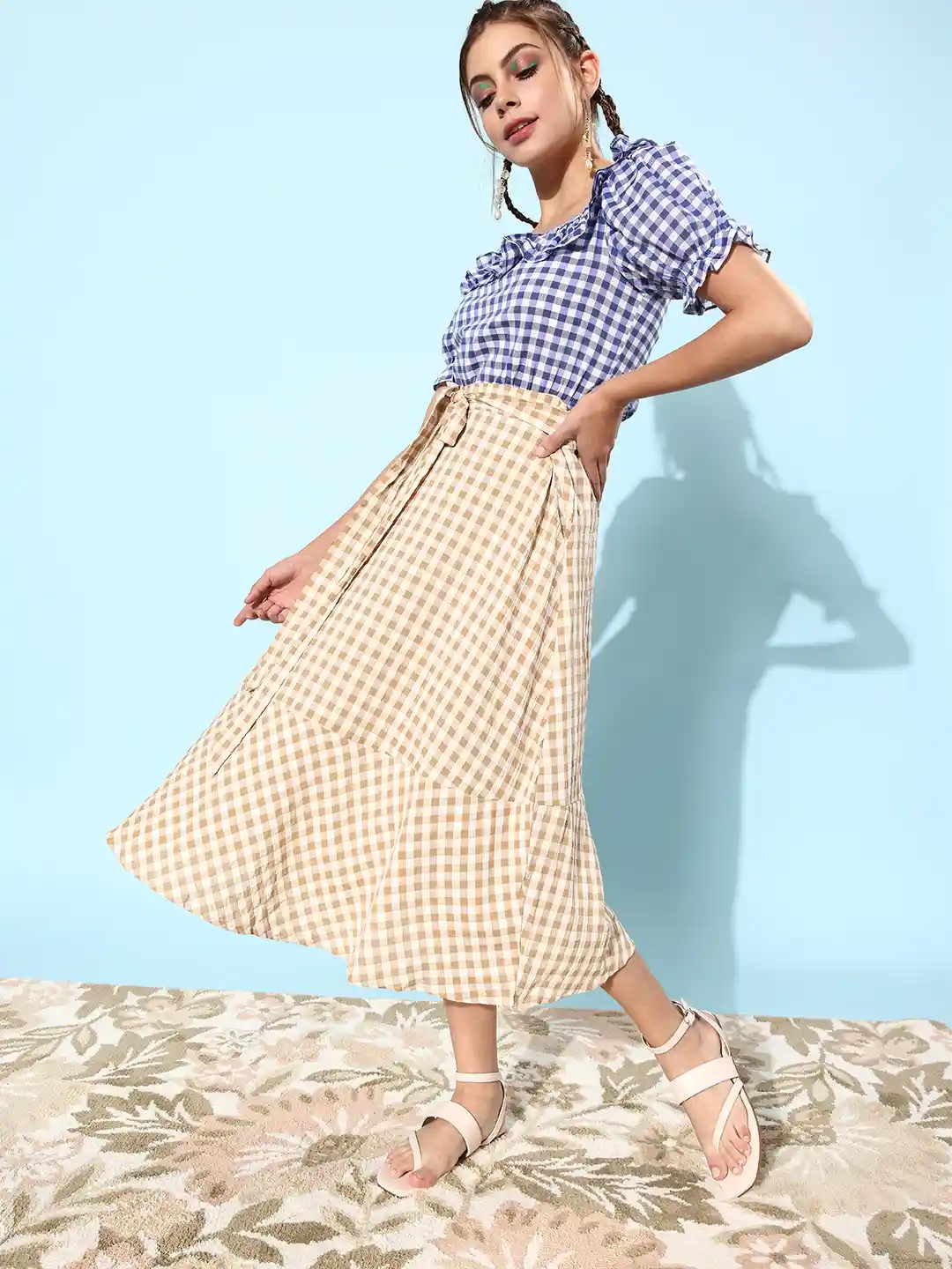 Buy Marie Claire Blue Checked Summer Gingham Top - Tops for Women