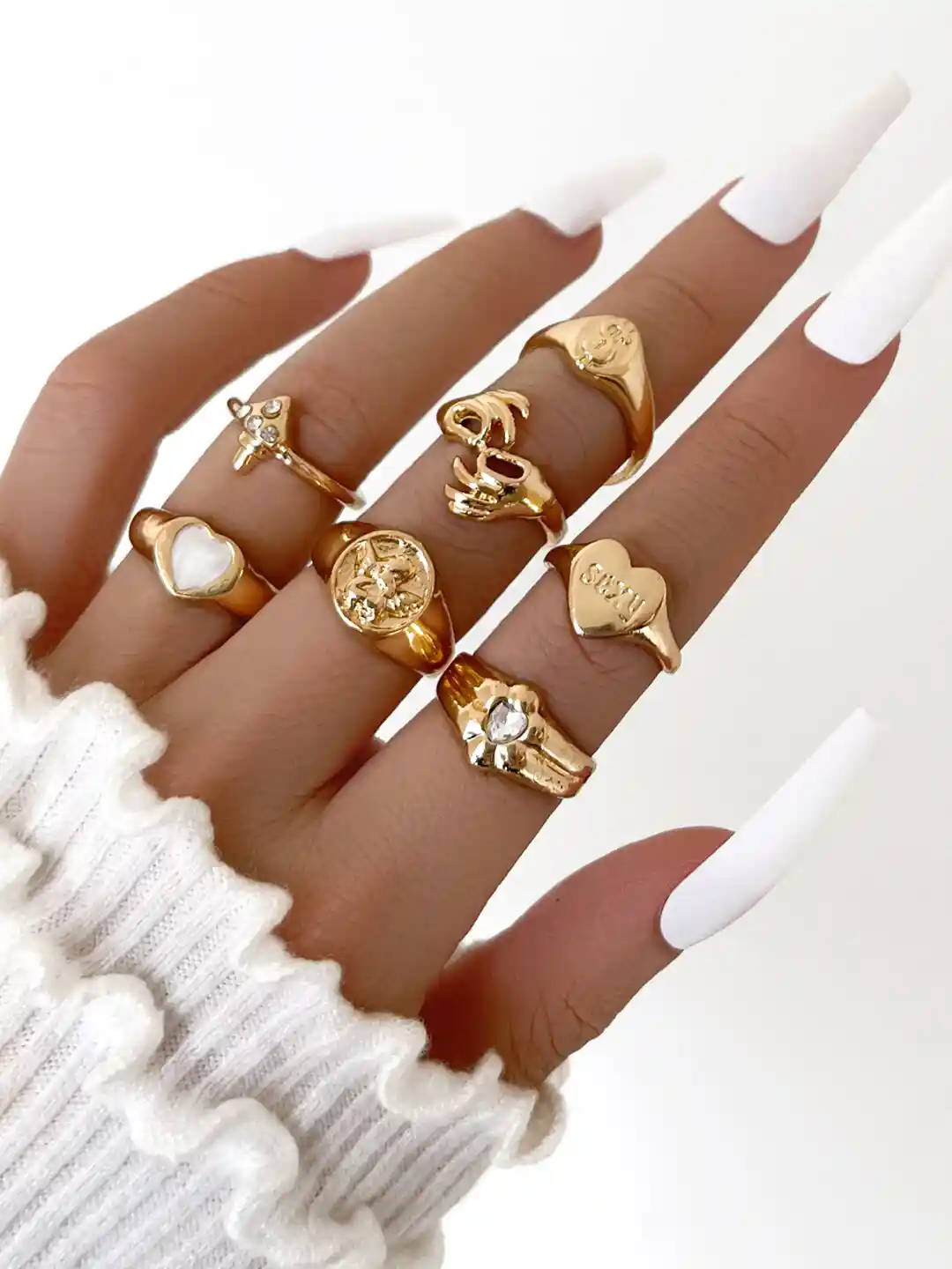 Shining Diva Fashion Set of Gold-Plated Finger Ring